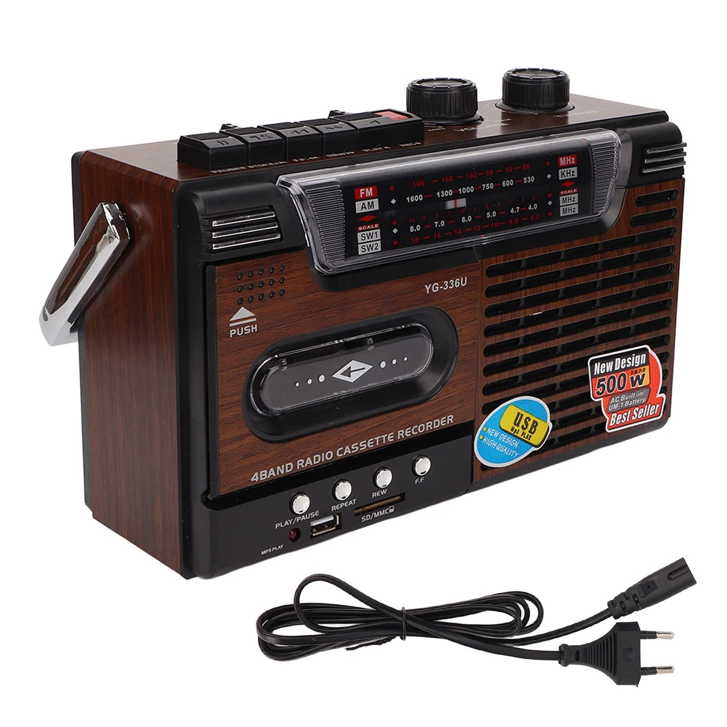 Actualice el Combo de Reproductor de CD y Casete TR621 con Control Remoto, Radio AM FM Portátil Boombox, Sonido Estéreo del Reproductor MP3, USB, Puerto TF, para la Familia