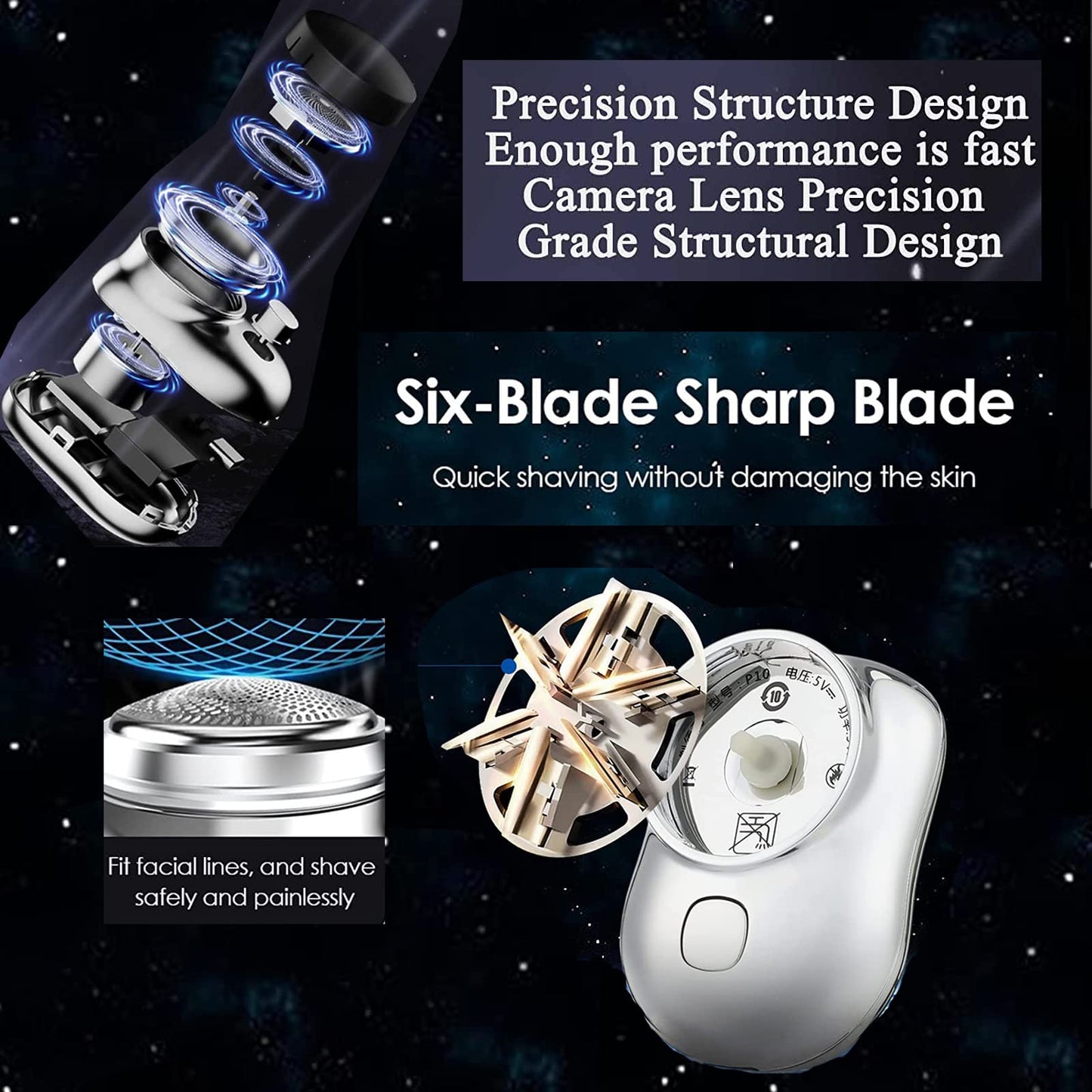 INXKED, Powerful Storm Shaver, 2023 Powerful Storm Shaver for Men, Afeitadora De Barba Para Hombre, Pocket Size Portable Shaver Wet and Dry Mens Razor USB Rechargeable (Silver)