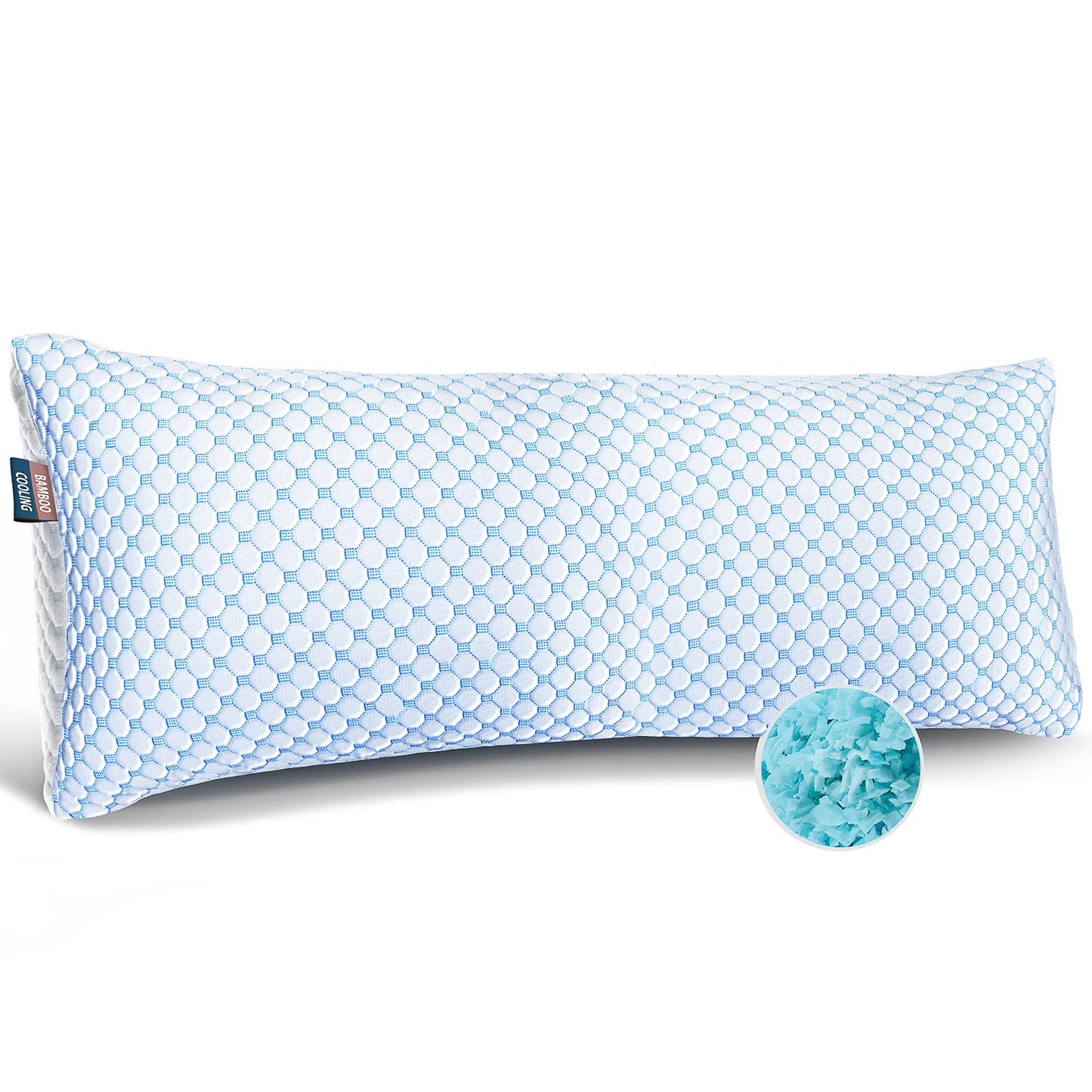 Almohada Corporal Nestl Azul con Reducción de Calor y Humedad, Espuma Viscoelástica y Gel, Ajustable y Lavable