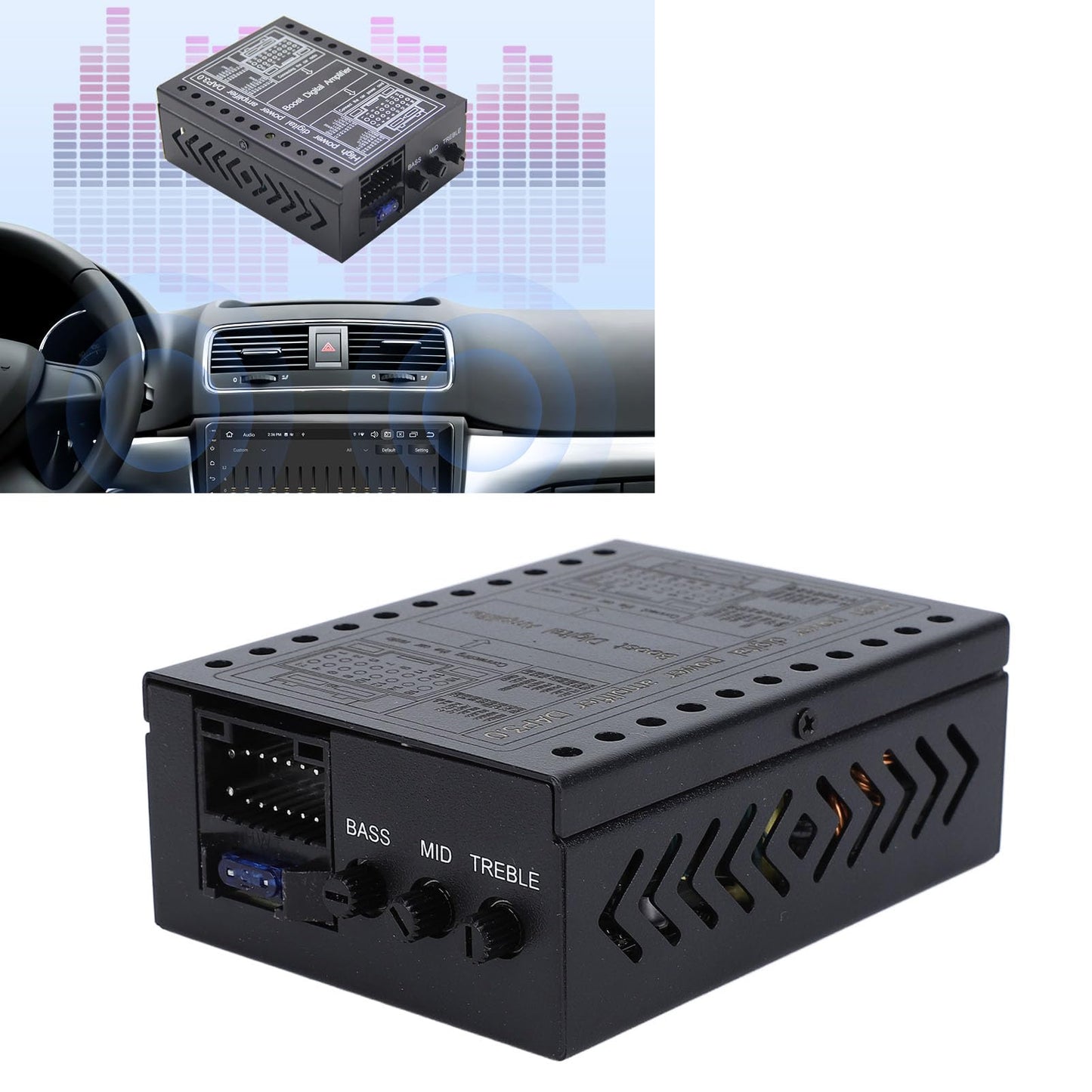 Amplificador DSP para Automóvil Clase AB Compatible con Sistemas de Sonido 2/4 Ohmios DC12V