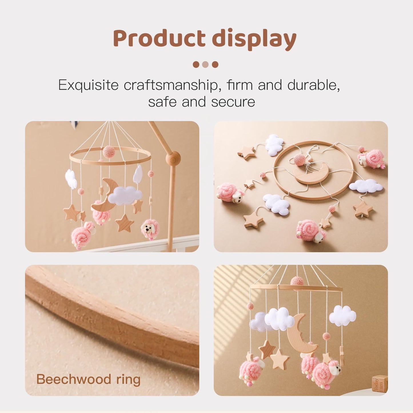 Ikubigu - Móvil para cuna, Montessori para cuna de bebé para niños y niñas, Móvil de bebé para moisés, decoración de cuarto de bebé para colgar recámara infantil, juguetes para calmar – Regalo neutro