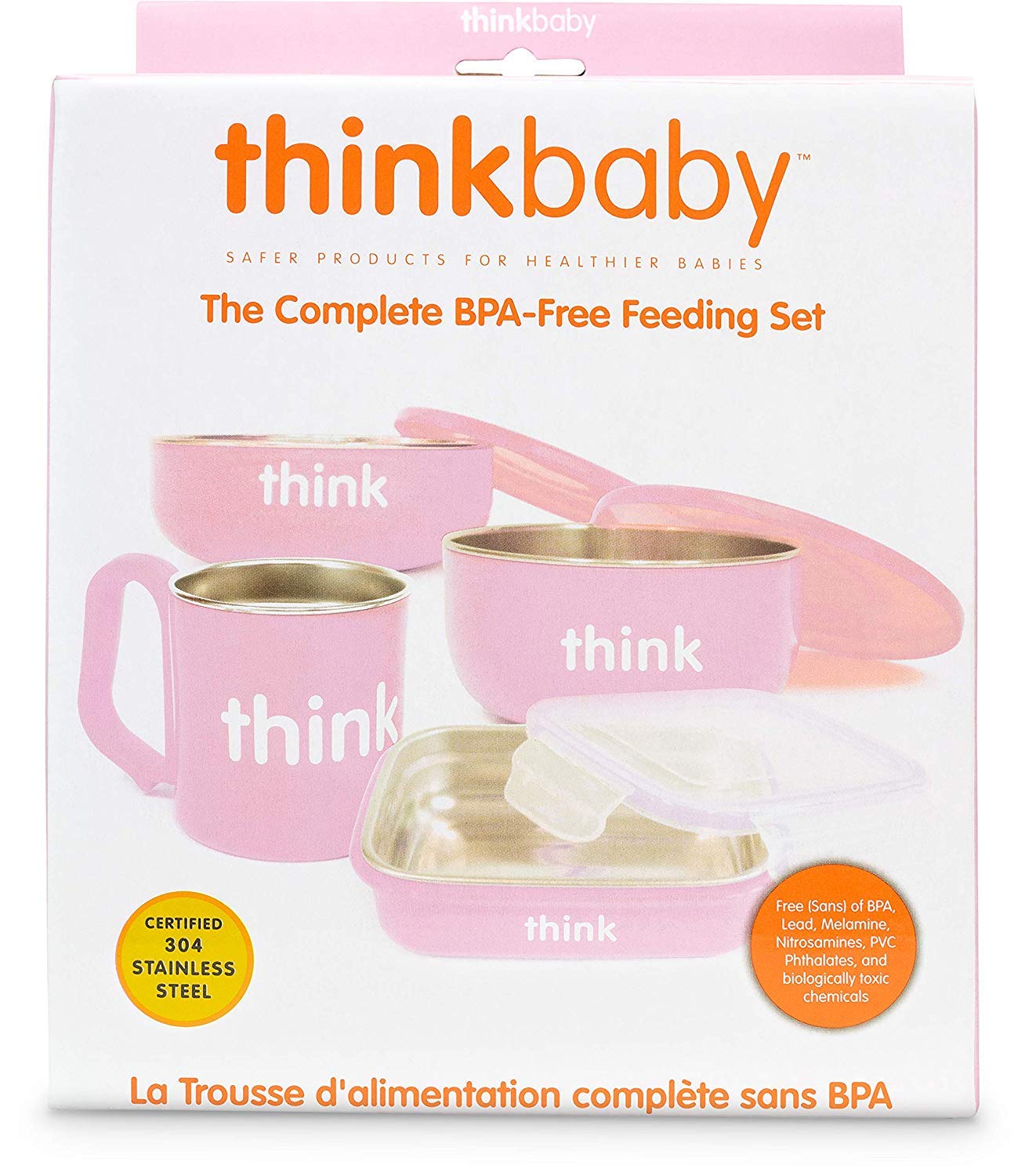 Juego de Alimentación thinkbaby Rosa Libre de BPA