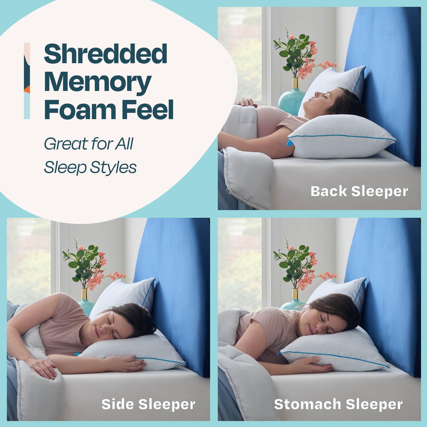 Linenspa - Almohadas 2 Pack Tamaño Queen - Memory Foam con Gel Refrescante en Trozos - Se Moldea a tu Gusto - Ideal para Dormir de Lado, Boca Arriba o Boca Abajo