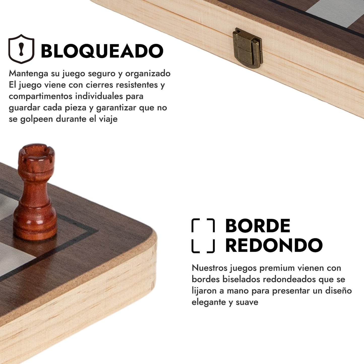 Ajedrez Magnetico RocRow Madera Tablero Plegable Profesional 29x29cm Portatil