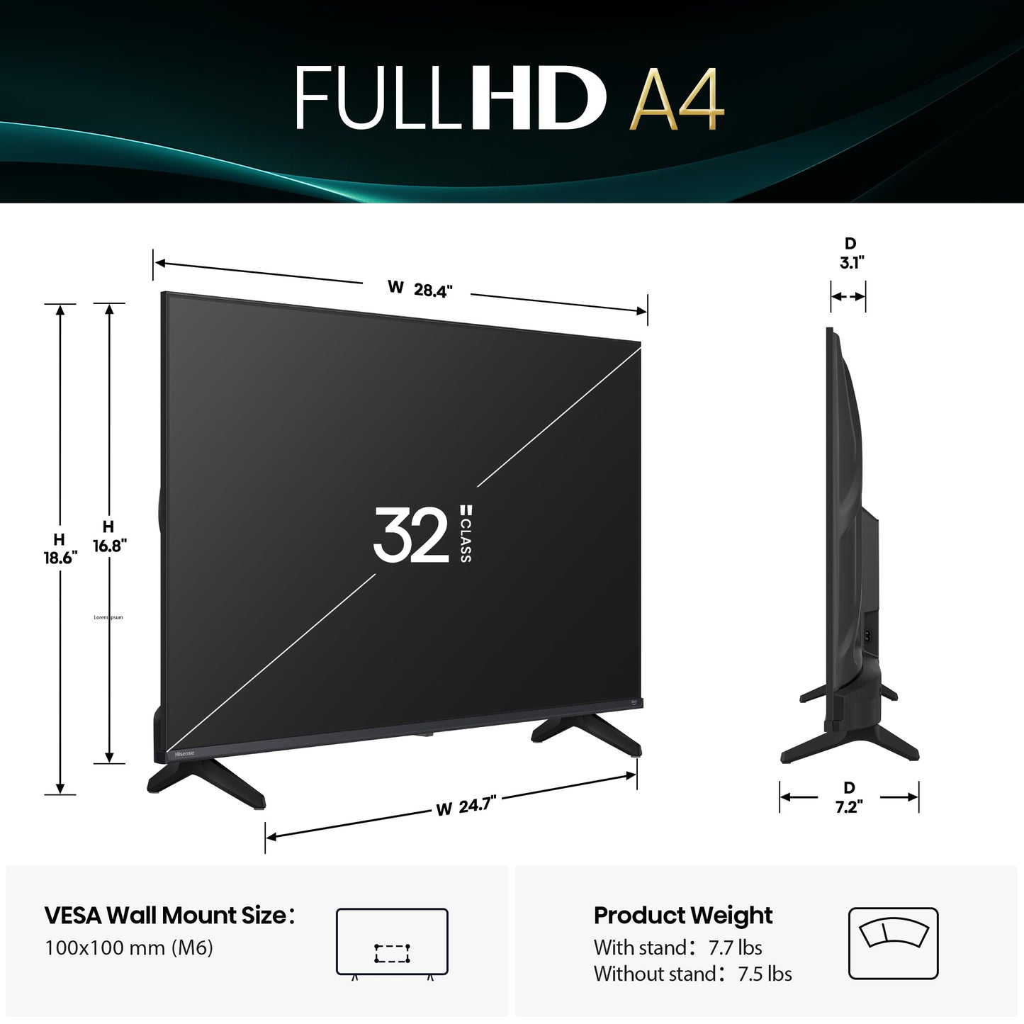 Hisense Smart Fire TV de 32 Pulgadas Clase A4 Serie FHD 1080p (32A4NF, Modelo 2025) - DTS Virtual: X, diseño de Bisel Delgado, Alexa Incorporado