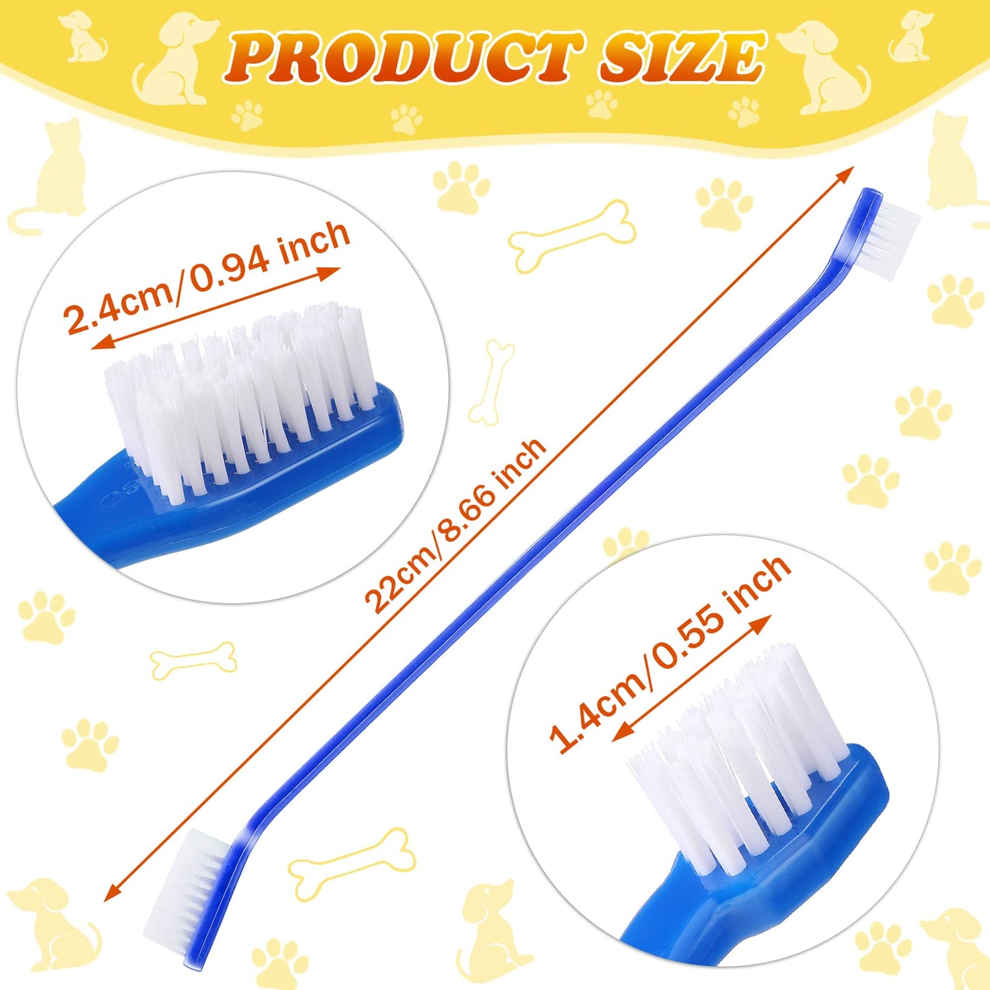 Cepillos de Dientes Doble Cabeza Nuenen Multicolor de Mango Largo para Perros (150 Piezas)
