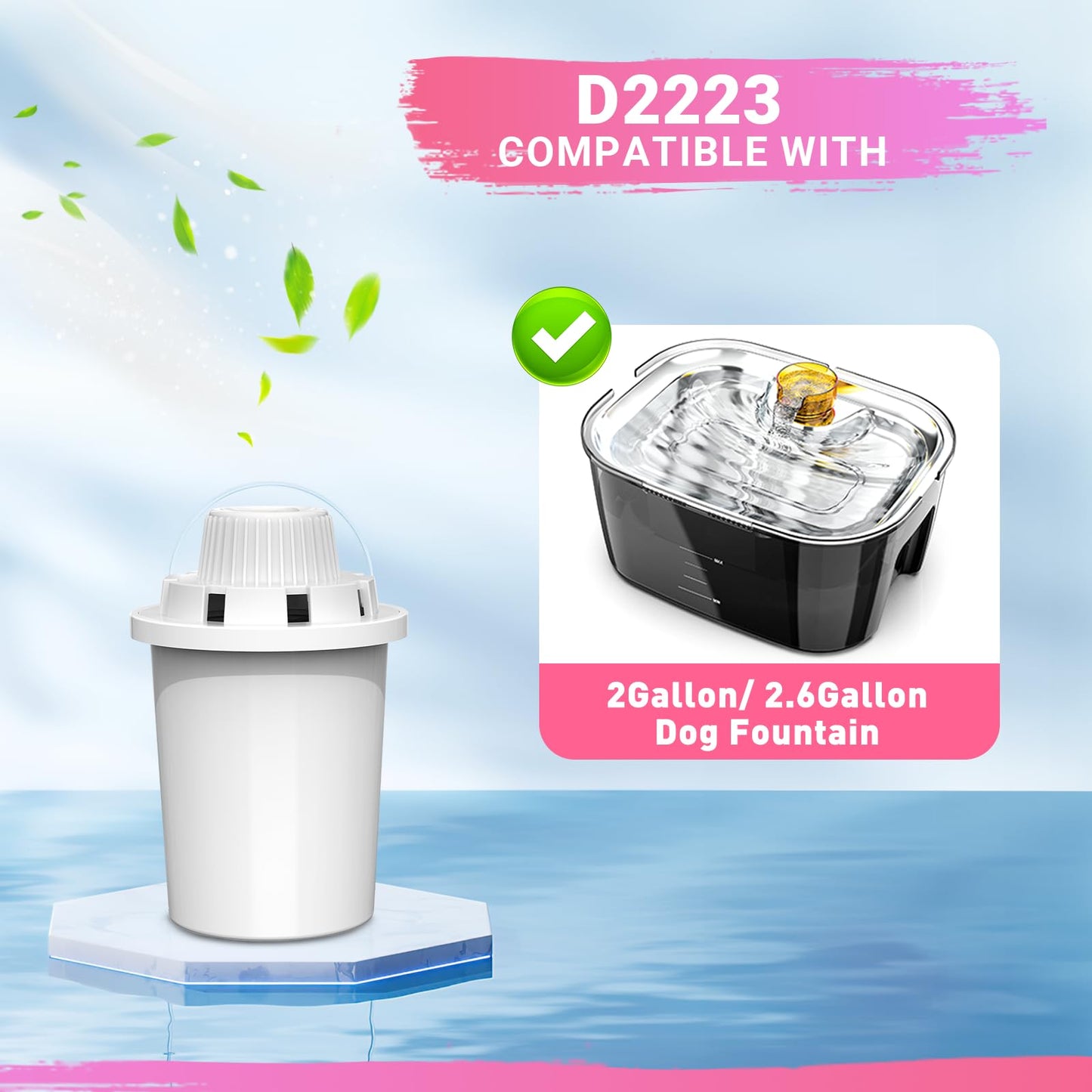 Filtros de repuesto para fuente de agua PETDOTT para perro de 2 galones, fuente de agua para gatos de gran capacidad, 7 capas de filtración vertical