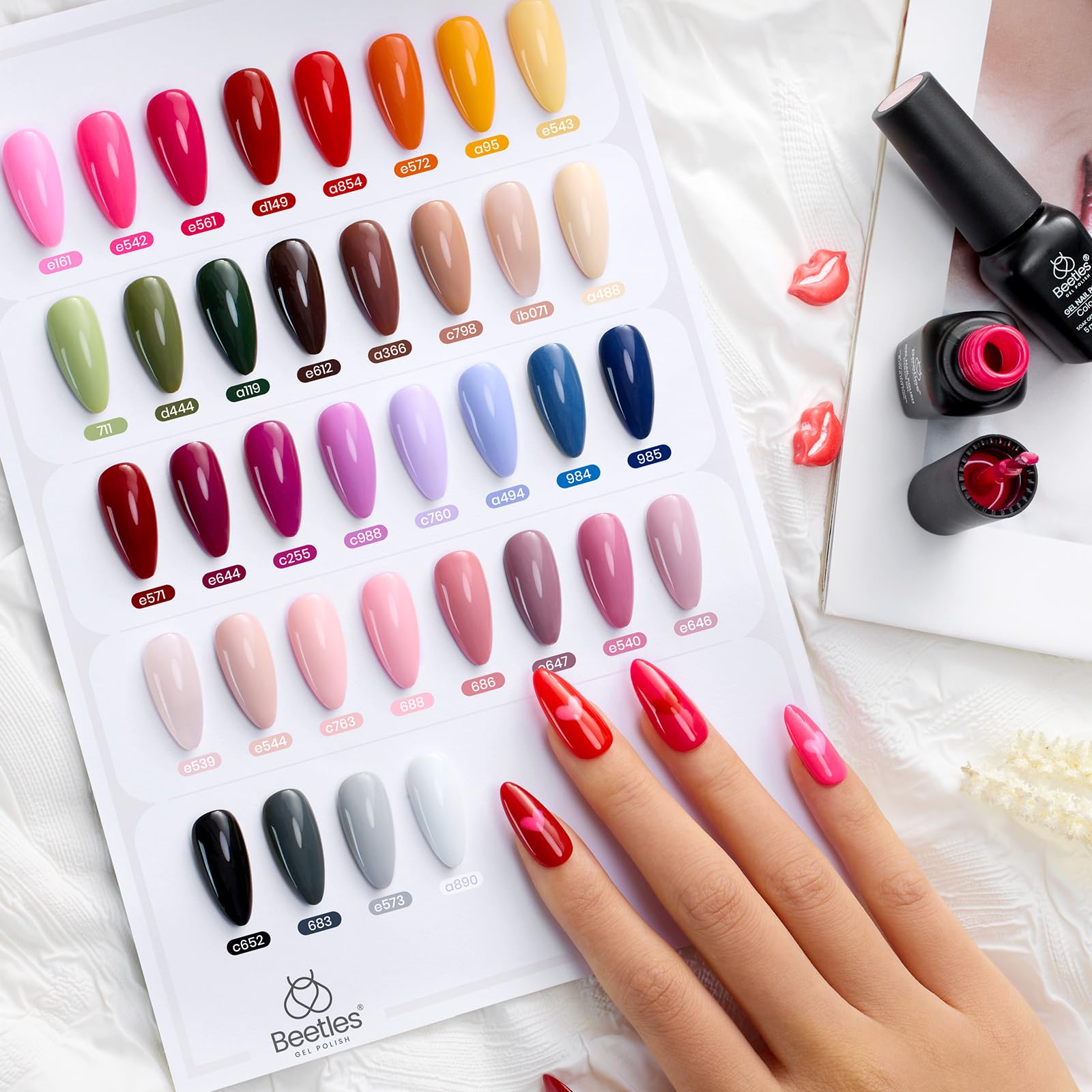 Escarabajos Esmalte en Gel 44 PCS Esmalte en Gel Set - 36 Colores Esmalte en Gel Set Capa Base Brillante Mate y Brillante Capa Superior Colección Muse Colorida Regalos para Mujeres Verano