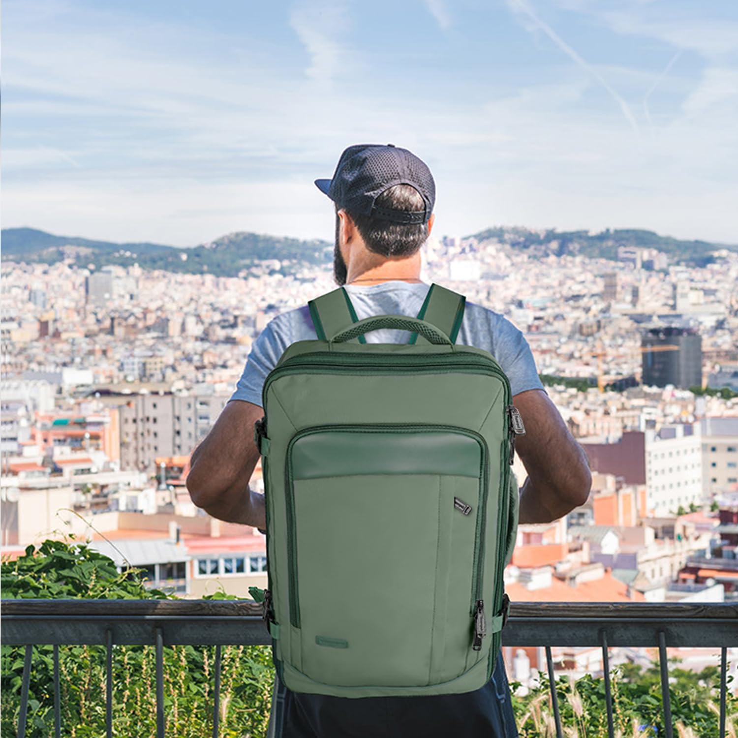 Mochila de Viaje Vancropak Verde Grande Expandible Impermeable para Mujer y Hombre