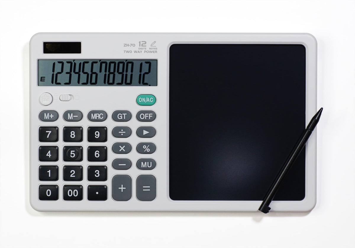 Calculadora de Computadora Blanco con Bloc de Notas