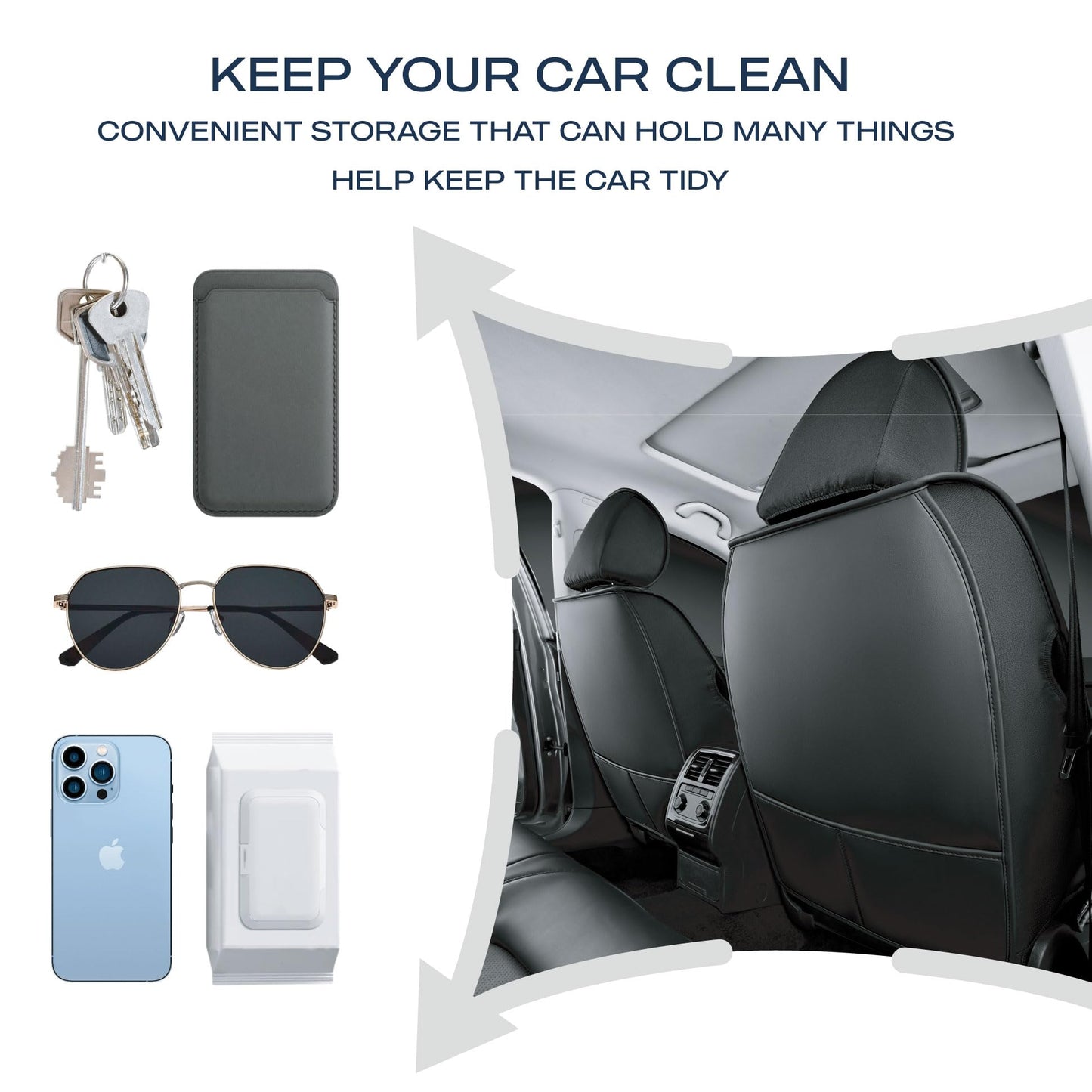 Skechers MAX Cushioning - Fundas de asiento de coche, protectores de asiento delantero de coche de cuero con espuma viscoelástica, fundas impermeables sin laterales compatibles con airbag con bolsillo