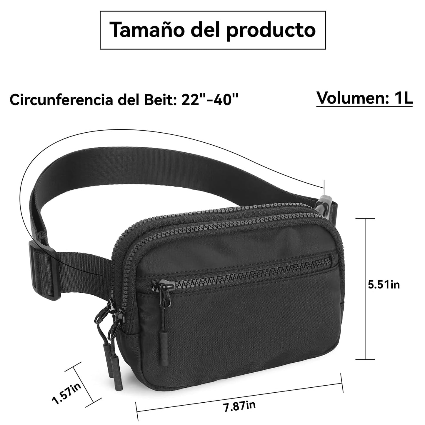 CXJYSD Riñonera de moda casual para hombres y mujeres,correa de hombro ajustable multifuncional,bolso cruzado con 4 bolsillos con cremallera, adecuado para hacer ejercicio,correr (negro-02)