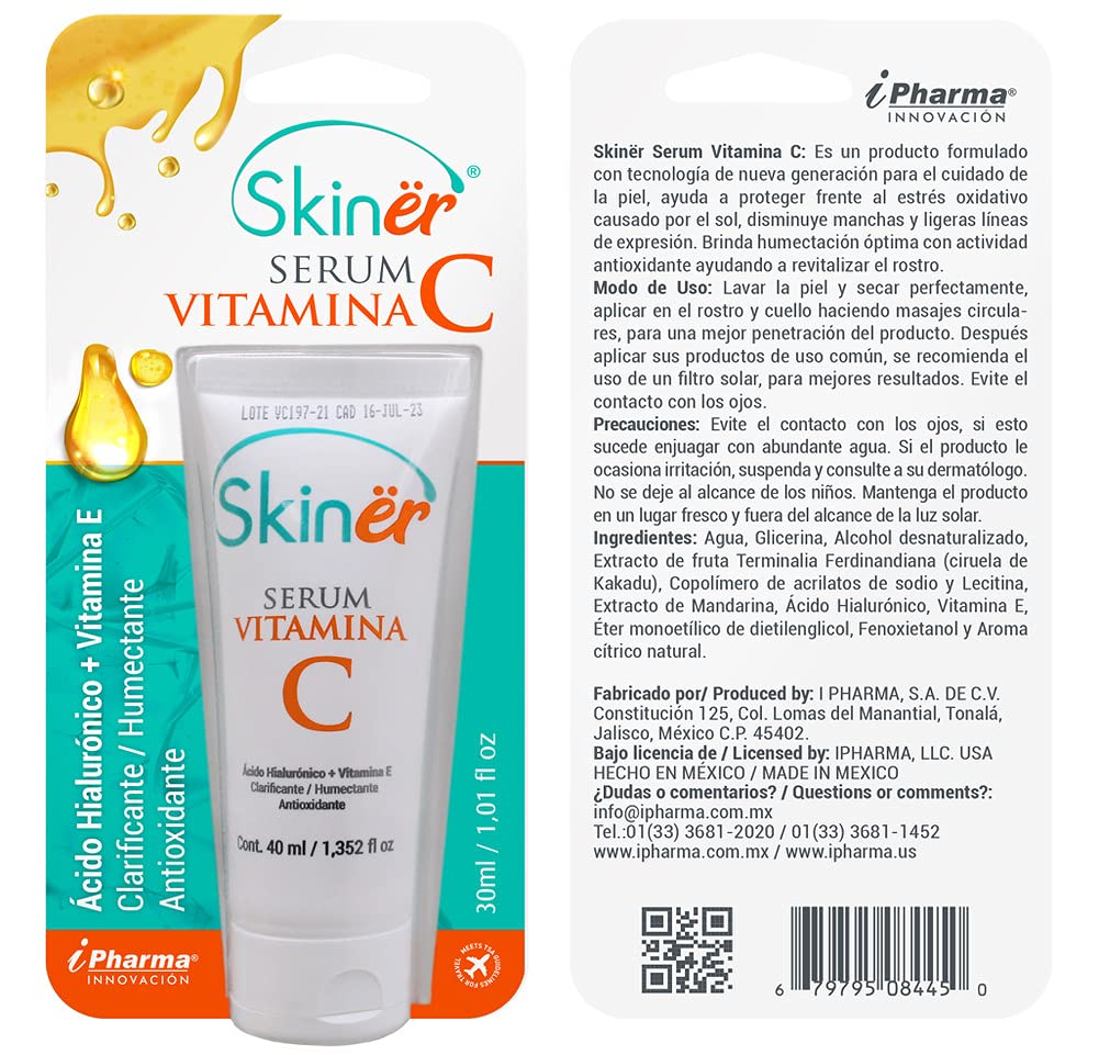 Vitamina C Facial Skinër envase blíster 40 ml. Reduce manchas ligeras y líneas de expresión
