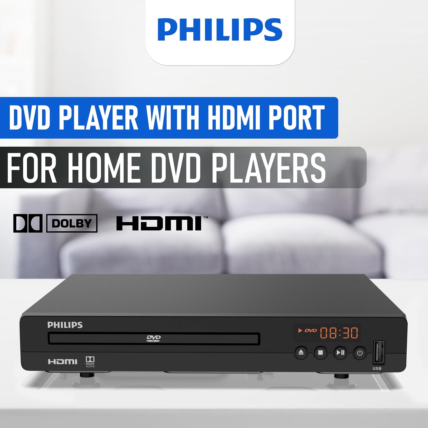 Reproductor de DVD Philips HDMI 1080P Todas las Regiones para TV Inteligente con Control Remoto