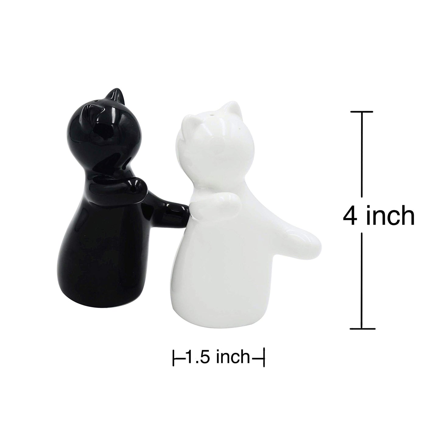Botellas de sal y pimienta, lindos trajes de pareja de gatos, cerámica libre de escombros, trajes blancos y negros, fácil de suministrar y distribuir (condimentos y especias) - perfecto para regalos, S1