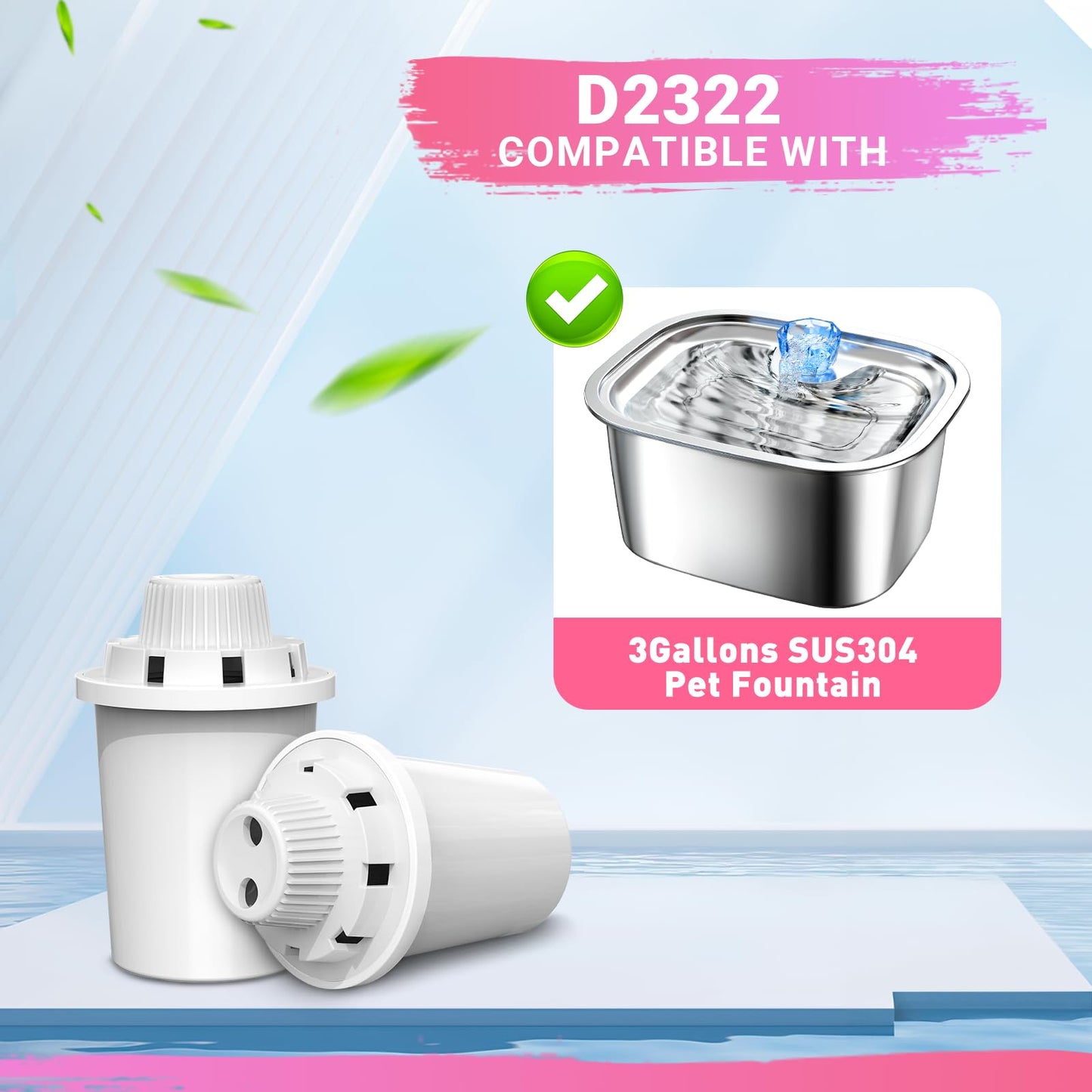 Filtros de repuesto para fuente de agua PETDOTT para perro de 2 galones, fuente de agua para gatos de gran capacidad, 7 capas de filtración vertical