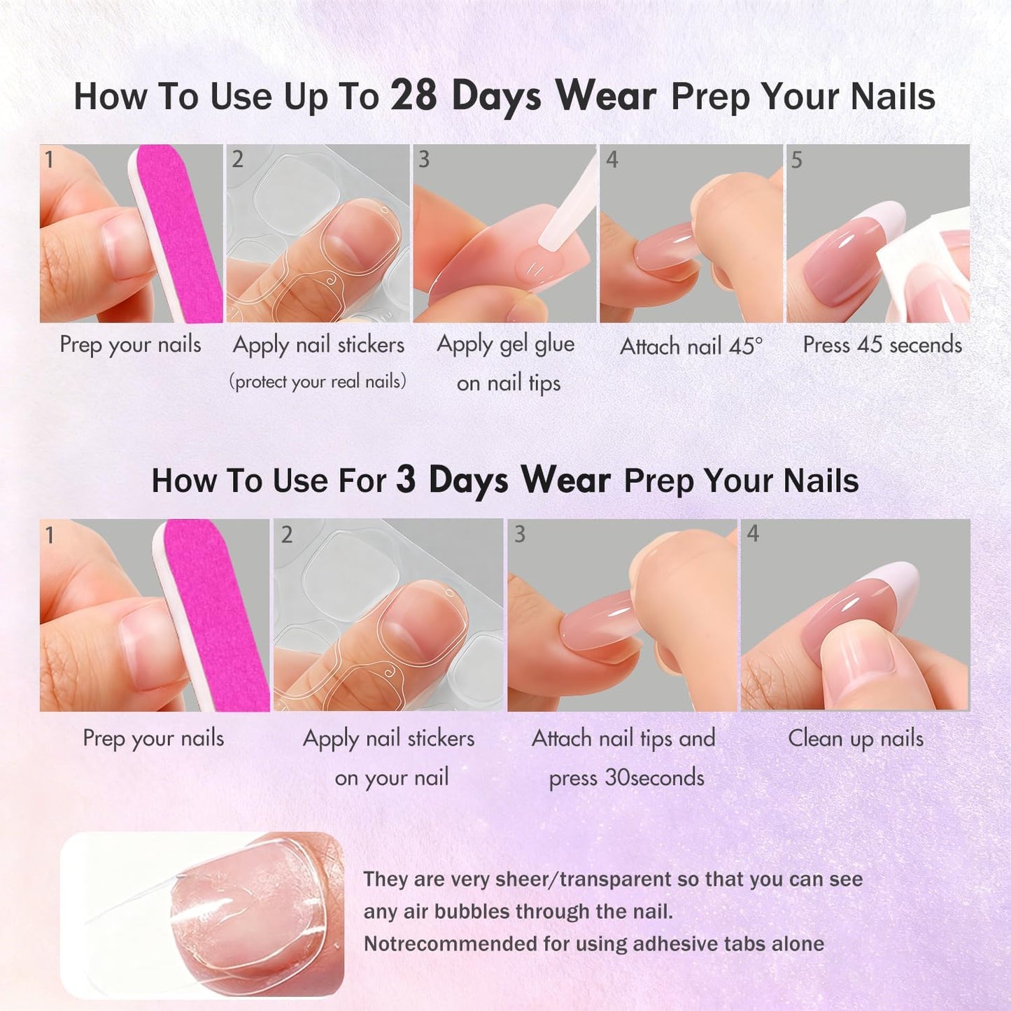 SXVME Uñas postizas francesas con punta almendrada y rojo granate, con pegamento para mujer, uñas postizas francesas naturales, tamaño mediano - 24, kit de uñas postizas de gel suave burdeos, aspecto