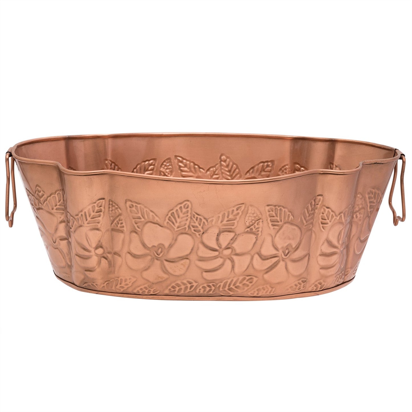 ACHLA DESIGNS Tina galvanizada Ovalada chapada en Cobre en Relieve