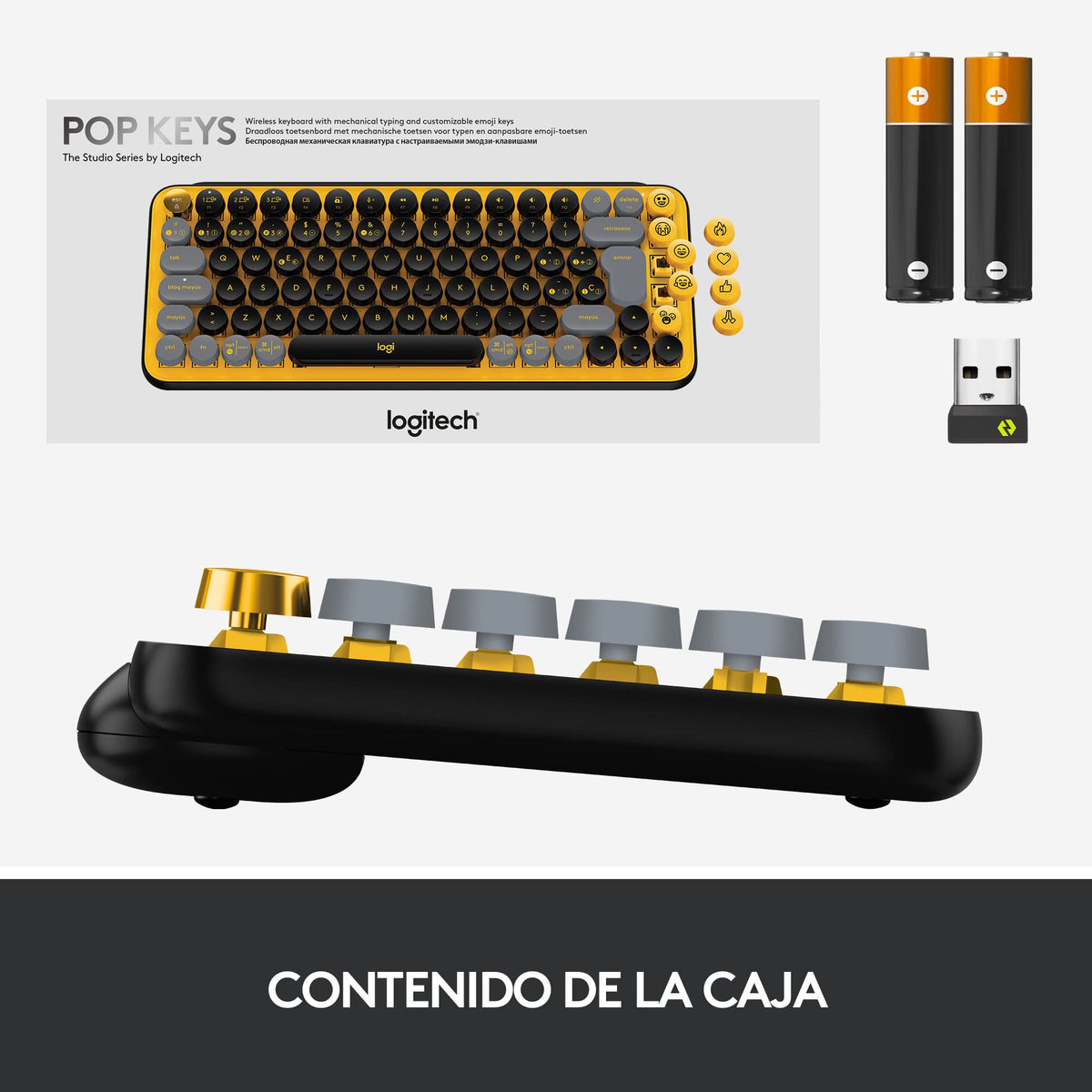 Teclado Mecánico Logitech Blast Inalámbrico Multidispositivo con Teclas Emoji Personalizables