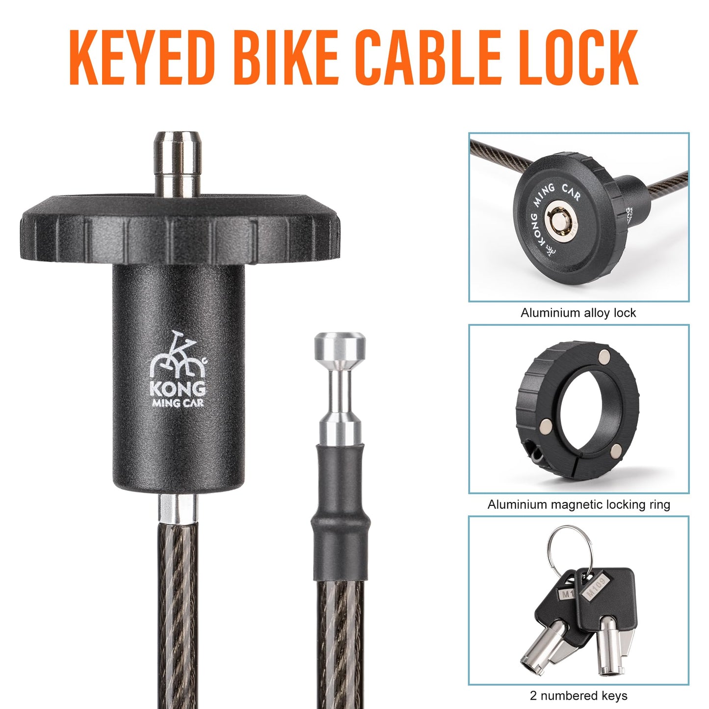 Bloqueo de cable para bicicleta, bloqueo de extremo del manubrio para barras de bicicleta de montaña, bloqueo de cadena de cable de bicicleta, bloqueo de casco de bicicleta antirrobo