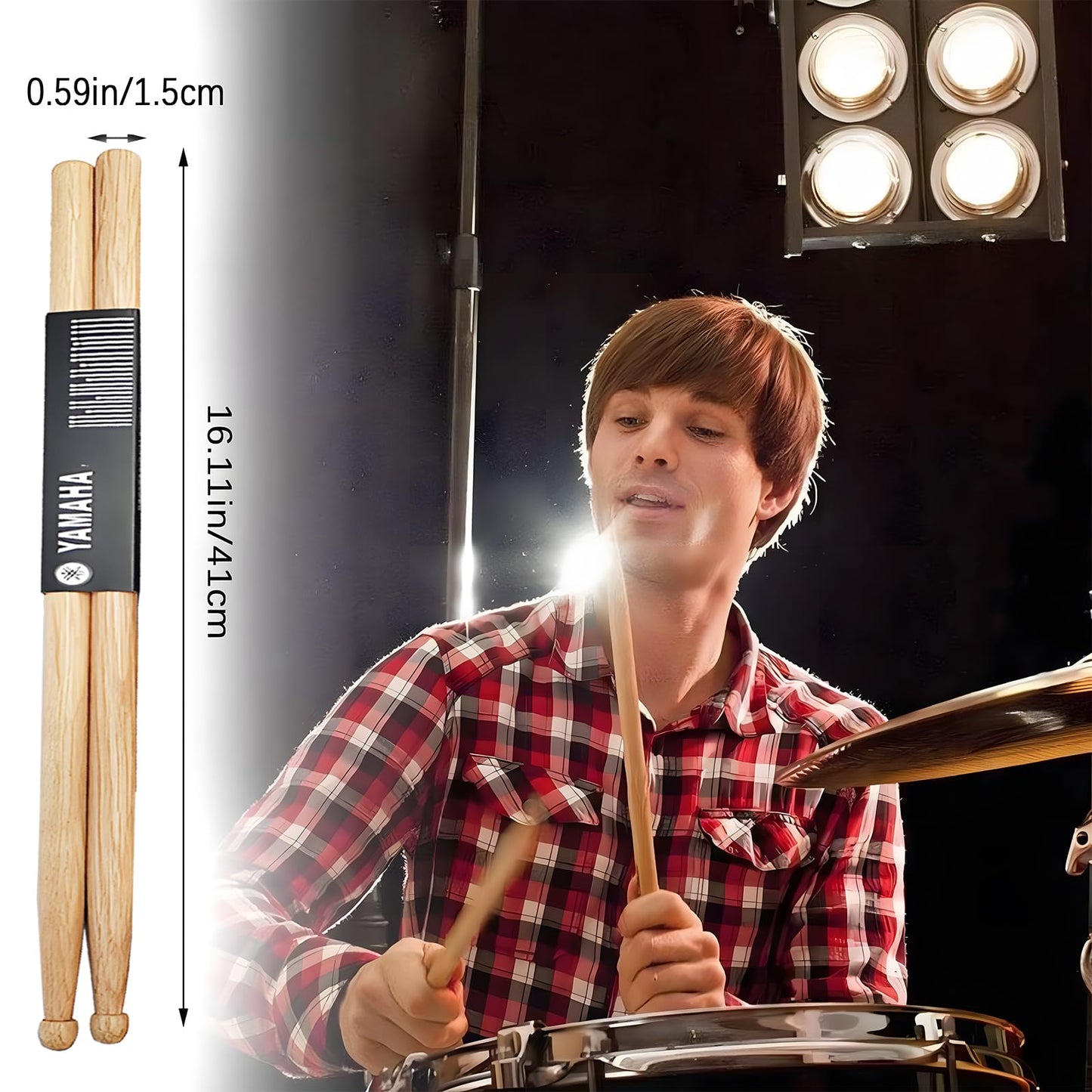 YDGAKN Baquetas para Tambor 3 Pares, Baquetas 5A Profesionales, Baquetas para Bateria 5A Profesionales Madera de Maple, Juego de baquetas para baterías acústicas o electrónicas antideslizante