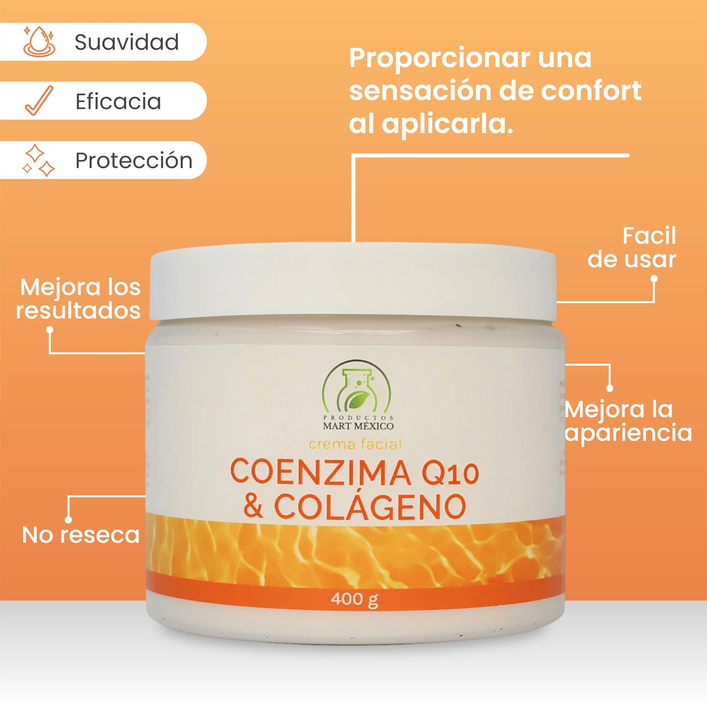Crema Facial Coenzima Q10 & Colágeno Piel Firme Productos Mart Mexico 400g