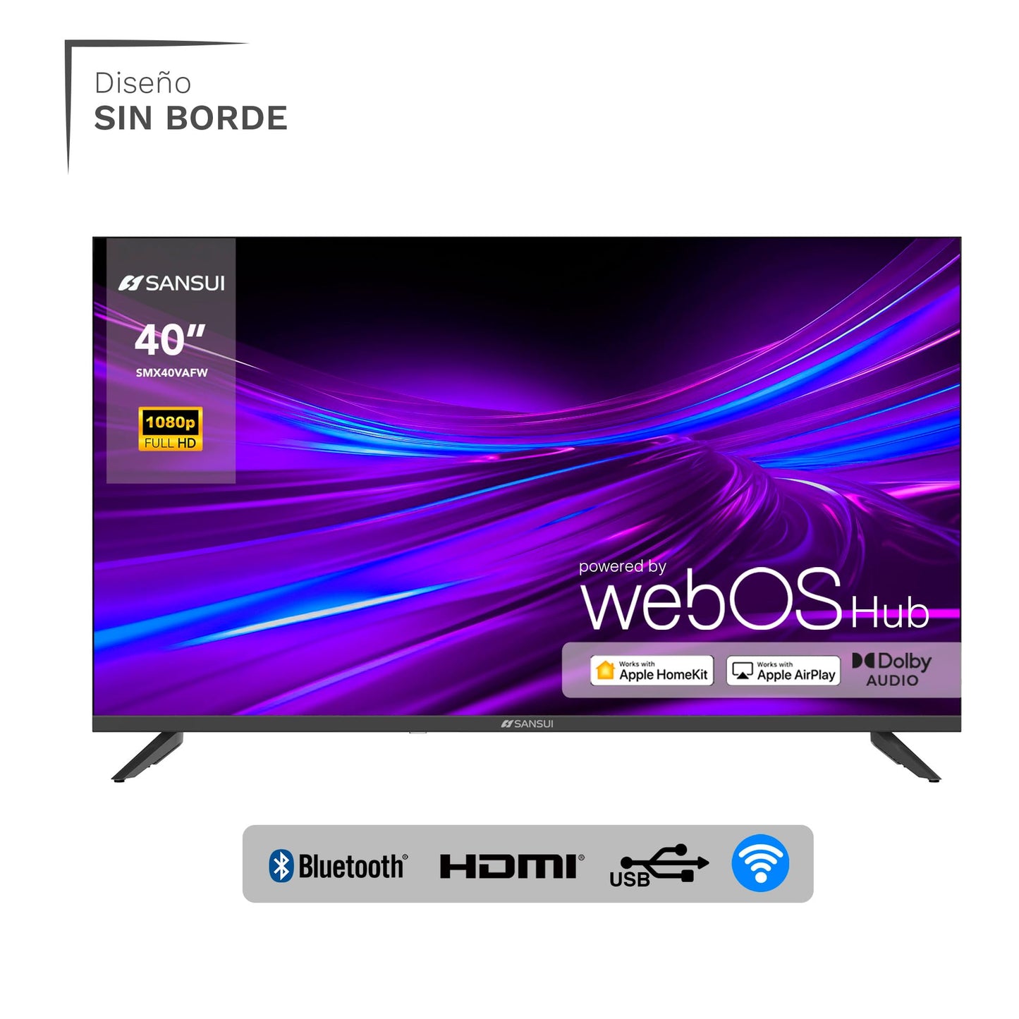 SANSUI SMX40VAHW TV 40" Full HD Smart TV, WiFi Sistema Operativo WebOS Series 2024 (40" Full HD)