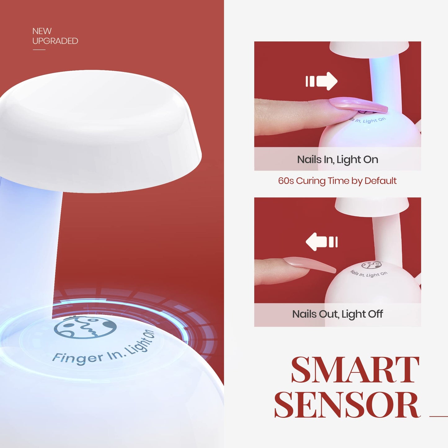Mini luz ultravioleta Beetles para uñas de gel, curado instantáneo, innovador con sensor inteligente para un sistema de extensión fácil y rápido, luz LED ultravioleta portátil para manicura para esmalte de uñas en gel, arte de uñas DIY