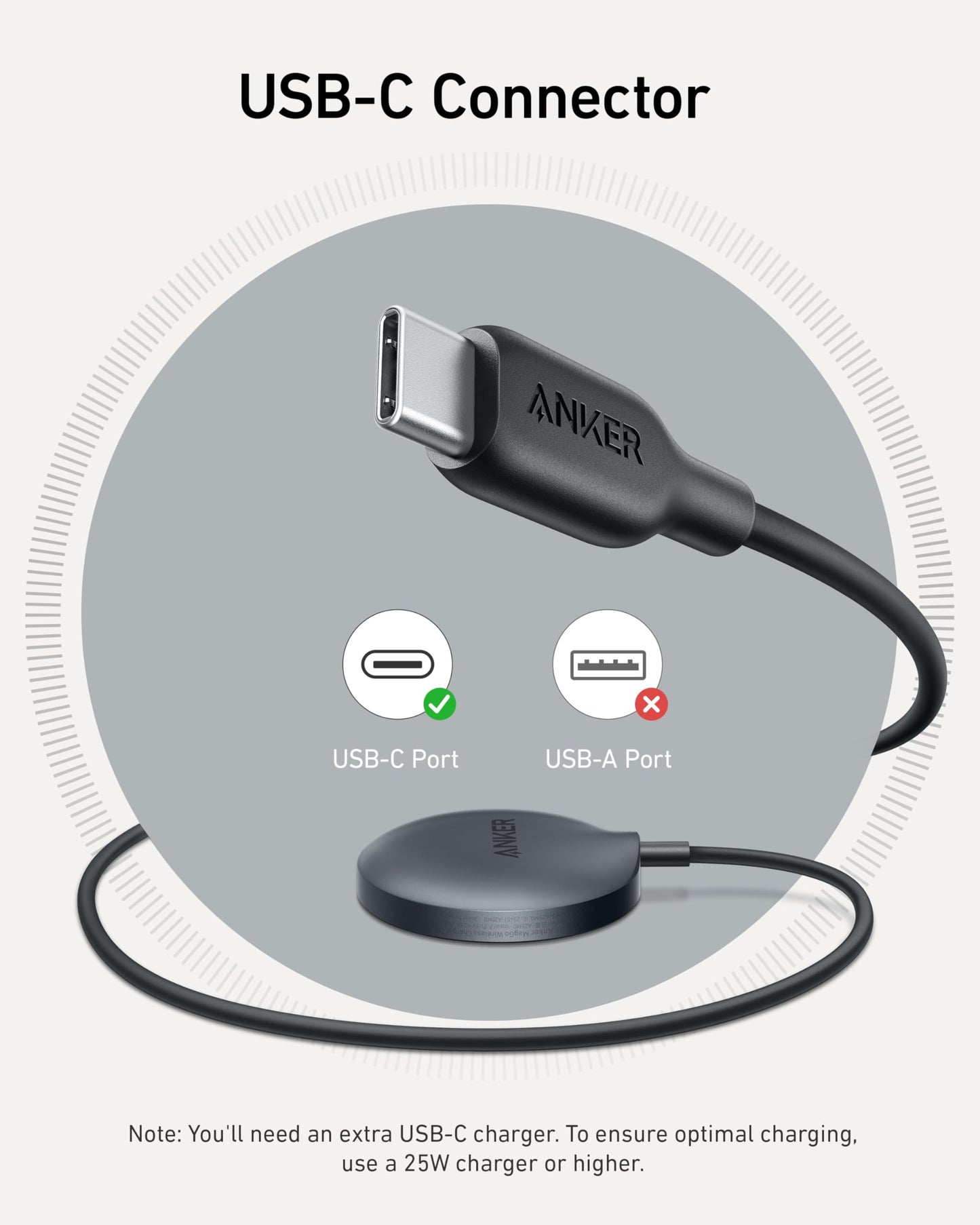 Anker MagGo Cargador Inalámbrico iphone,Base de Carga Inalámbrica y Magnética,Ultrarápida 15W Qi2 Certificado Compatible con MagSafe,para iPhone 15/15 Plus/15 Pro/15 Pro Max/14/13 Series (Sin Enchufe)