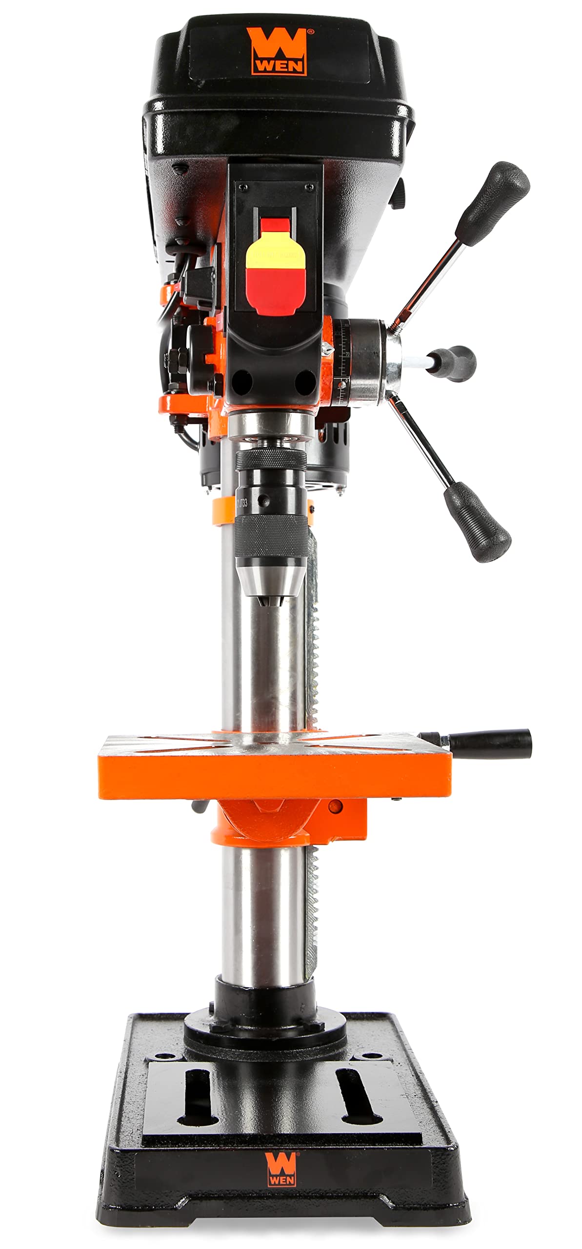 WEN 4211 - Prensa de taladro de hierro fundido de 3.2 amperios, 10 pulgadas, 5 velocidades, con láser y portabrocas sin llave, color negro