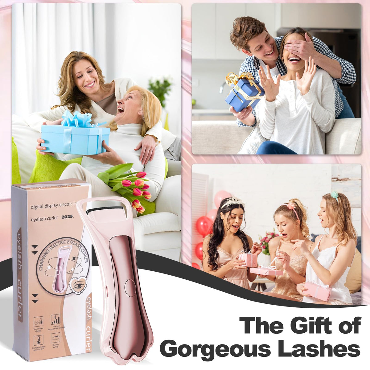 ZNJAVX Heated Eyelash Curler Fast Heat Up in 10s - Rechargeable Electric Eyelash Curler for20h Long Lasting Curls - Safe Anti-Burn Lash Curler Elevate