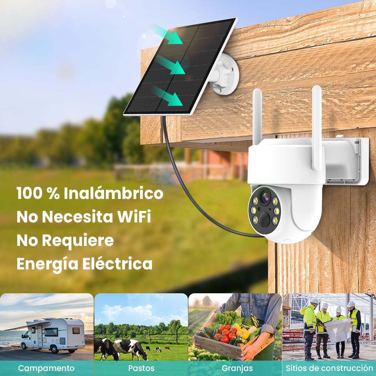 Cámara de Seguridad EASYTAO Q25 Blanco Inalámbrica Exterior 4G con Panel Solar y Batería 8000mAh 4MP