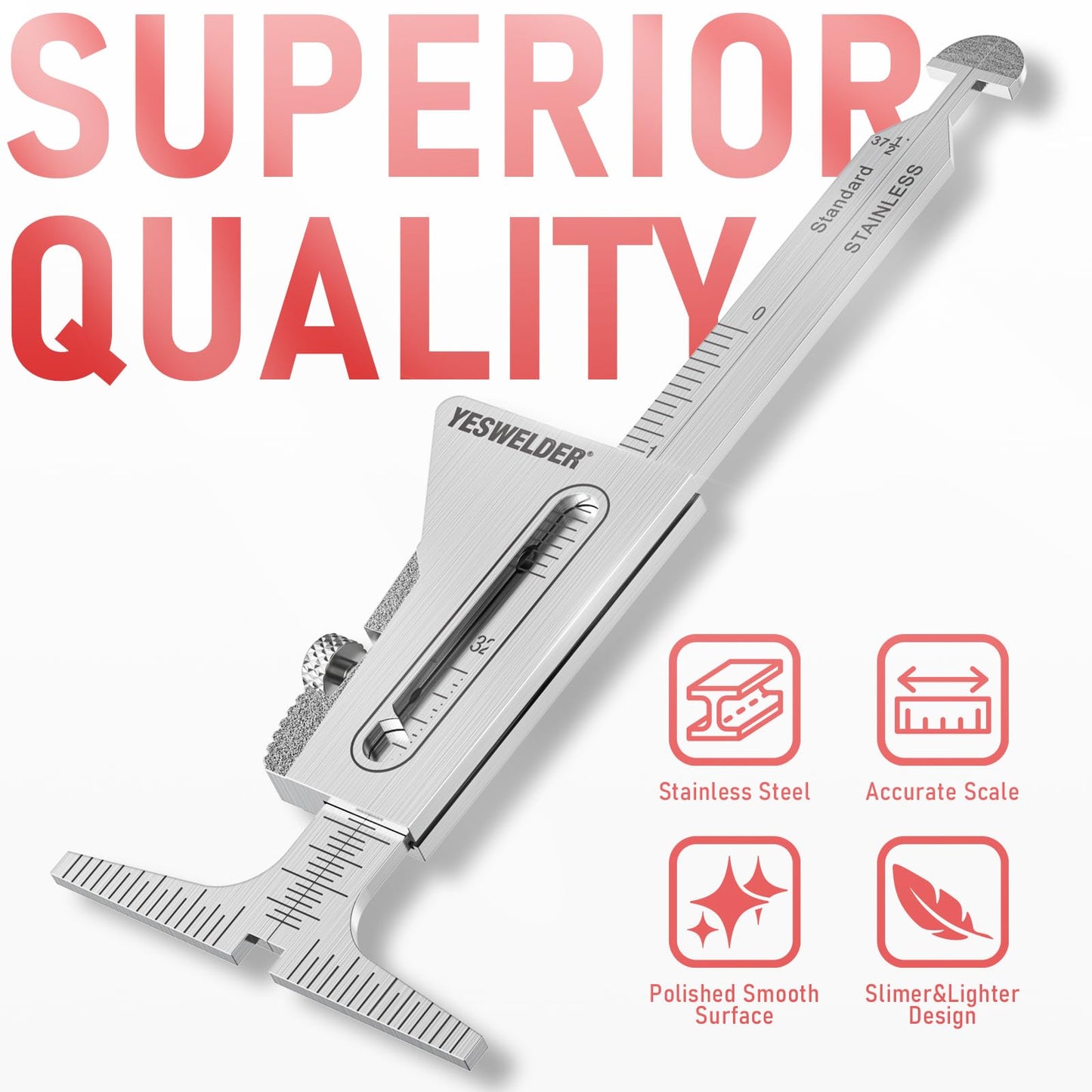 Calibre de Soldadura YESWELDER Acero Inoxidable Ajuste Precision Medición de Tuberías