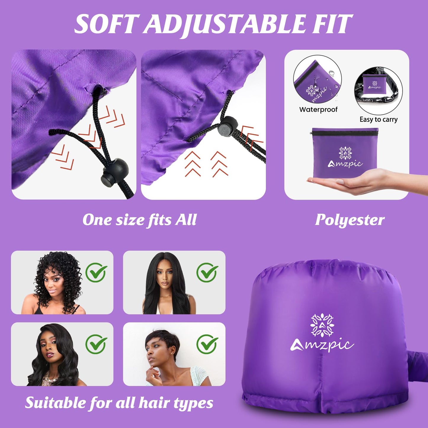 Accesorio para Secador de Pelo Extra Grande Morado Ajustable para Acelerar el Secado en Casa