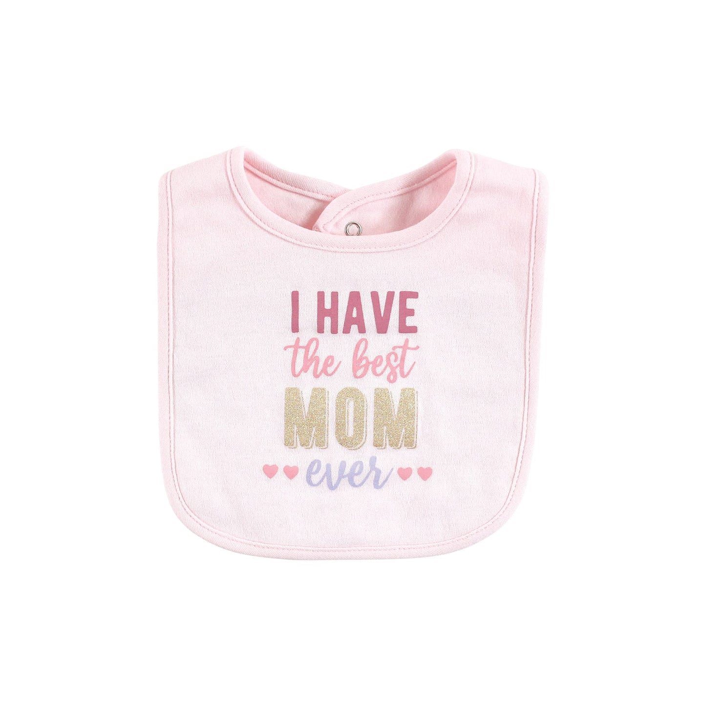 Hudson Baby Conjunto de babero y diadema de algodón para niña, día de la madre, 0-9 meses