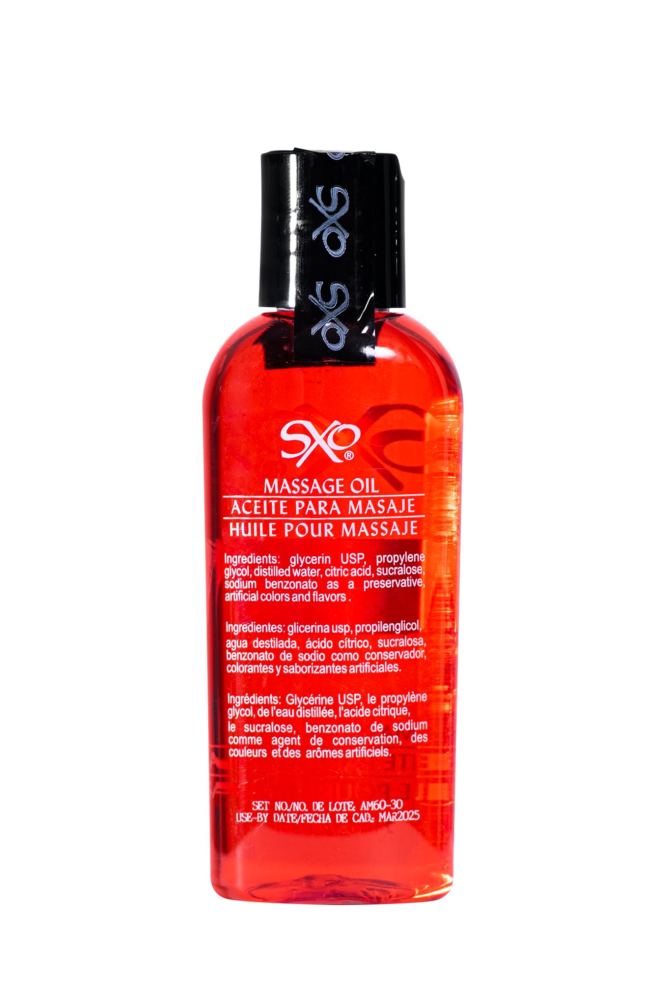 Aceite para Masaje SXO Fresa Térmico y Comestible 60 ml