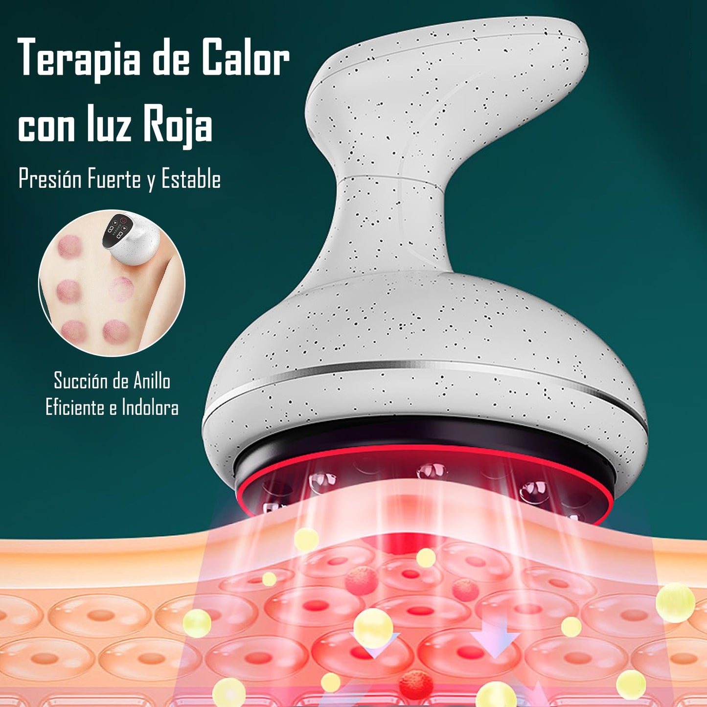DFDAGDA Masajeador ventosas terapeuticas Eléctricas,Herramienta de Gua Sha Recargable 4 en 1,9 niveles de temperatura y potencia para eliminar celulitis Alivio del dolor de espalda Acupoint