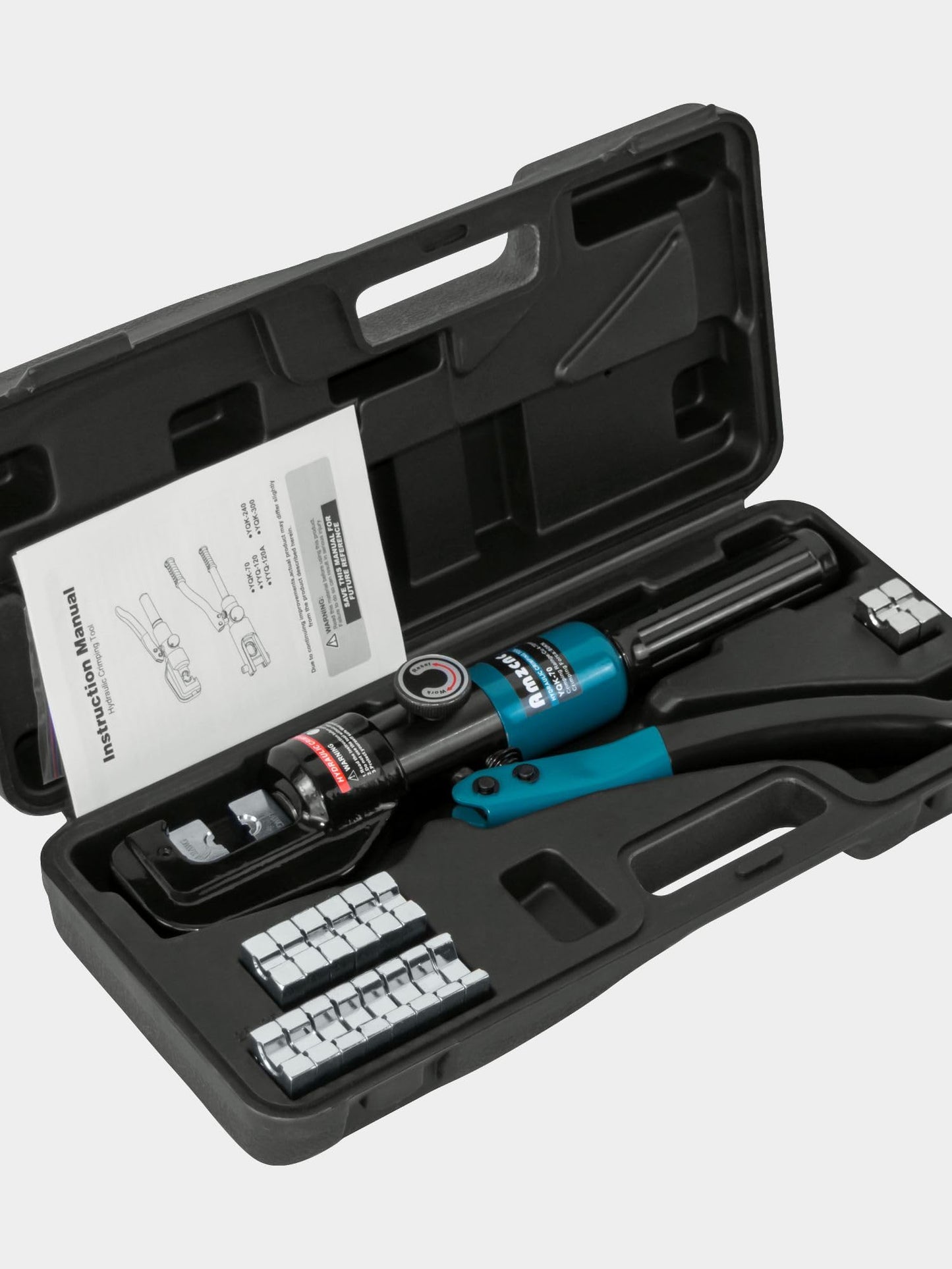 Herramienta de prensado hidráulica manual de 12 AWG-2/0 AWG para terminales de cable, crimpadora hidráulica, herramienta de terminales de alambre con 9 pares de troqueles