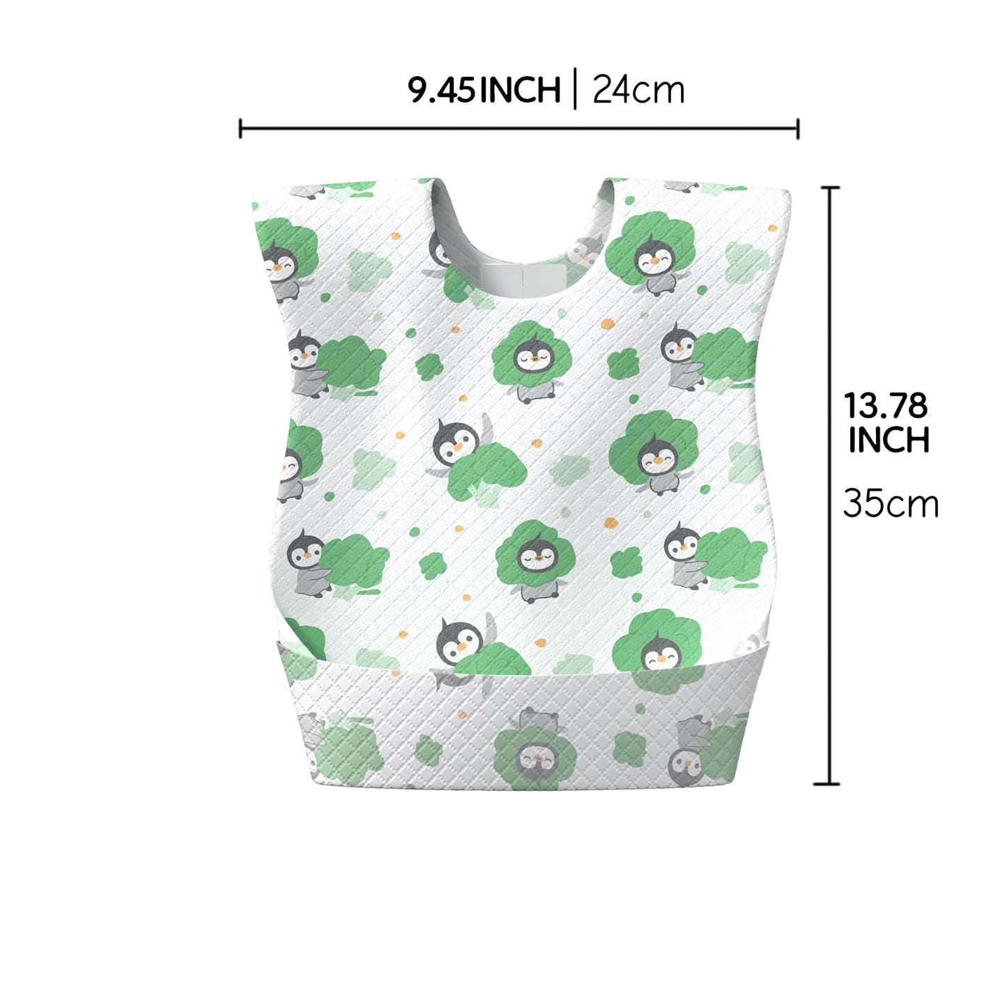 Onceplan Baberos desechables para bebé, paquete de 60 unidades, 13.78 x 9.45 pulgadas, baberos infantiles para comer, artículos esenciales de viaje (60 unidades: Oliver y brócoli)