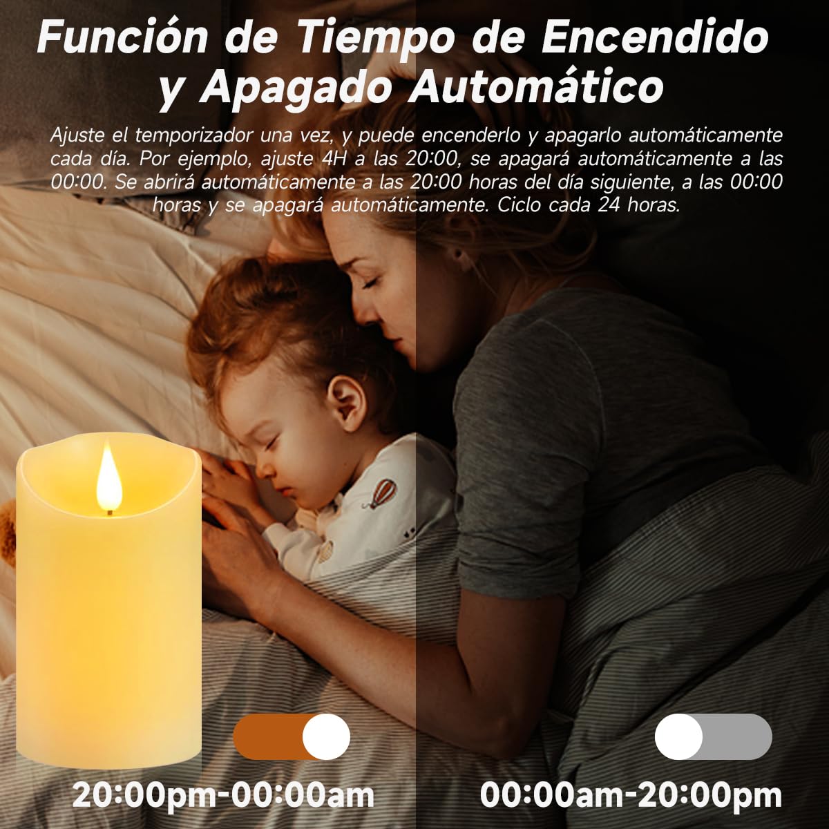 Autbye Veladora Electrica Sin Llama, Vela Artificial con Batería Recargable y Control Remoto, Velas Led Grandes de Cera Real, Velas Electricas Parpadeantes, para Hogar Festivales Decoración