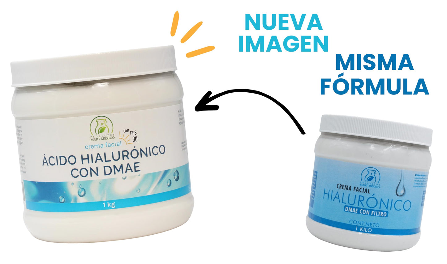 Crema Facial De Hialuronico & DMAE Con Filtro Solar Productos Mart Mexico 1 kilo
