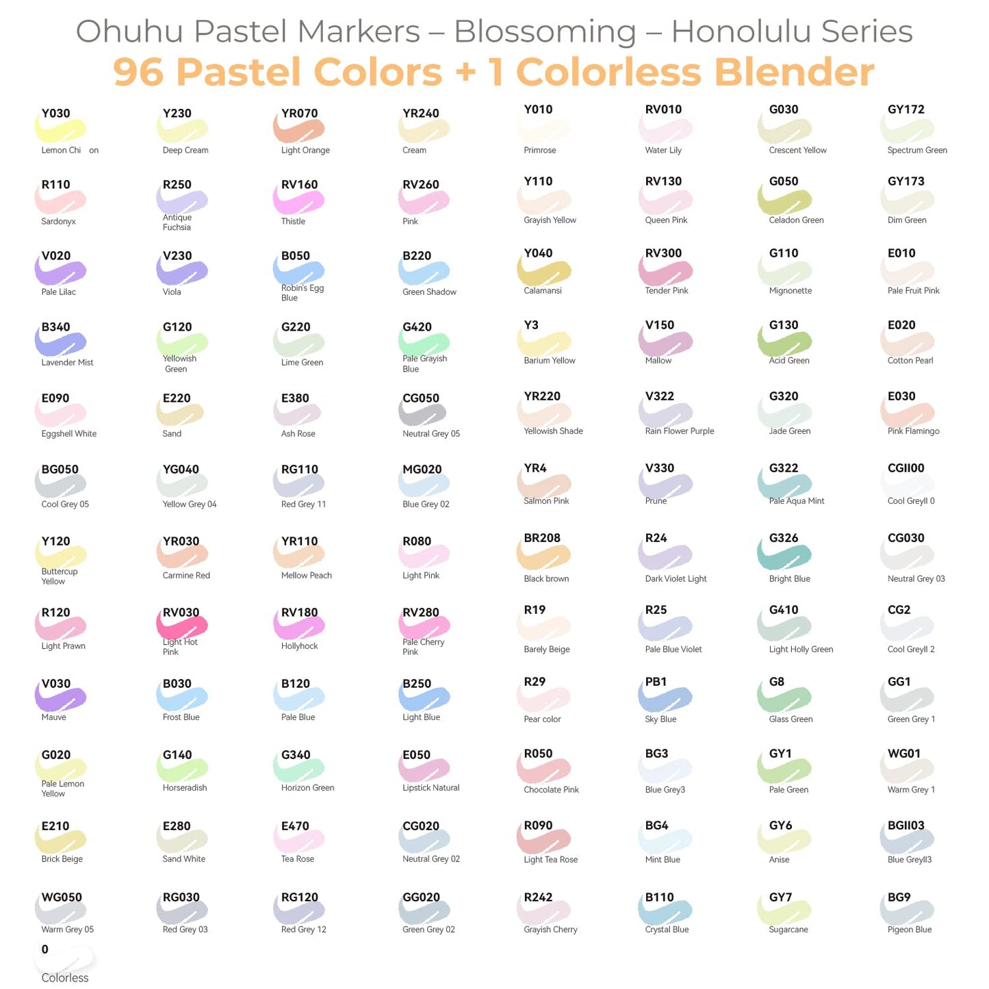 Ohuhu - Marcadores a base de alcohol - 96 colores pastel de Honolulu Sweetness + Blossoming - Marcadores de alcohol de doble punta para artistas adultos para ilustrar y colorar - Pincel y cincel - Tinta recargable