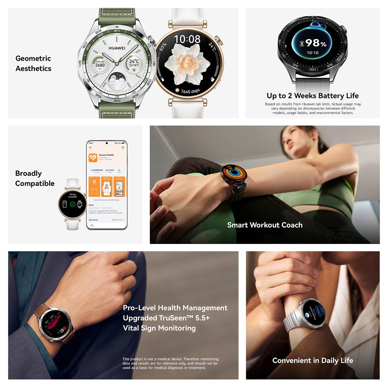 Smartwatch HUAWEI 46mm Negro Mate con GPS y Larga Duración de Batería