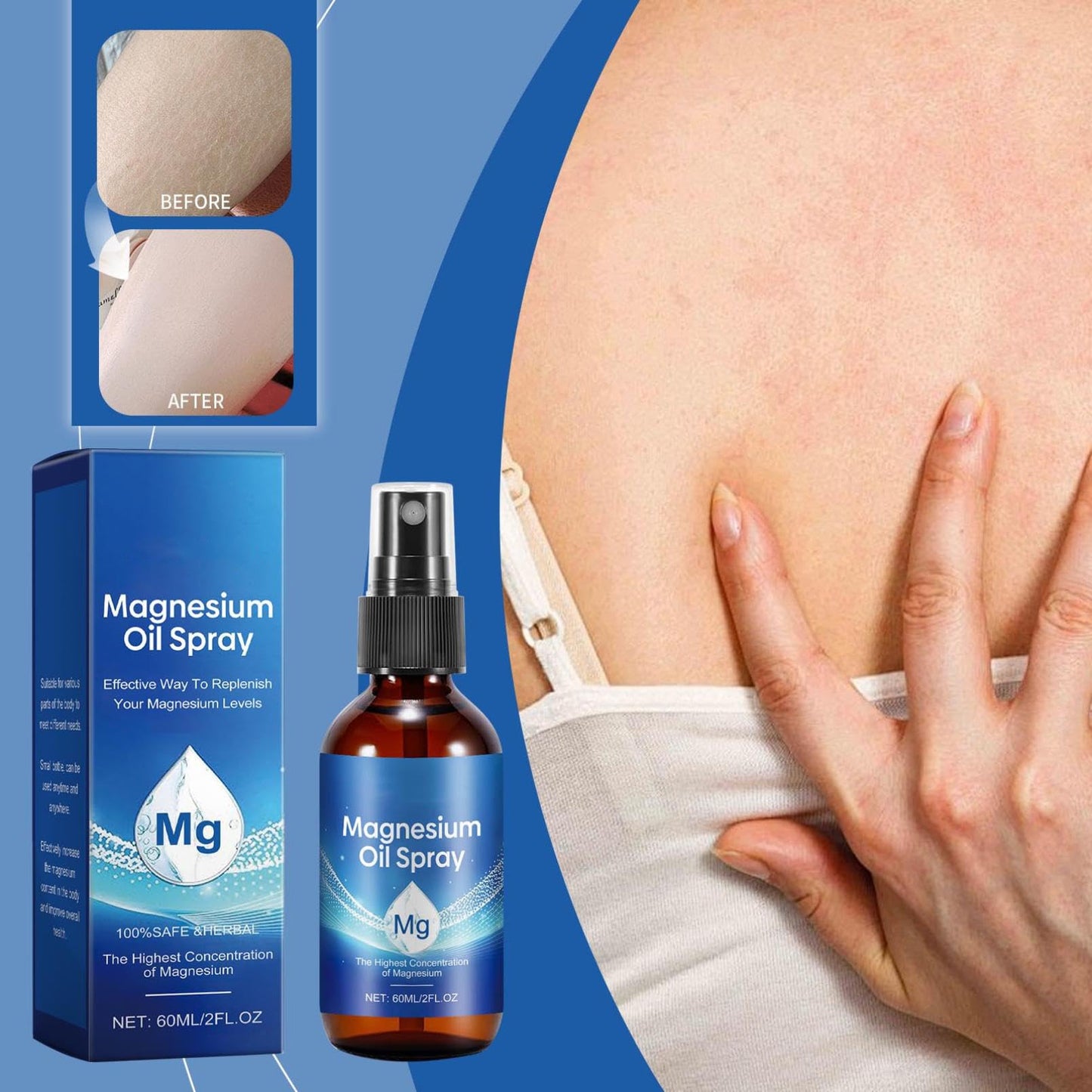 Spray Natural Orgánico de Aceite de Magnesio para Mejorar el Sueño - 60ml