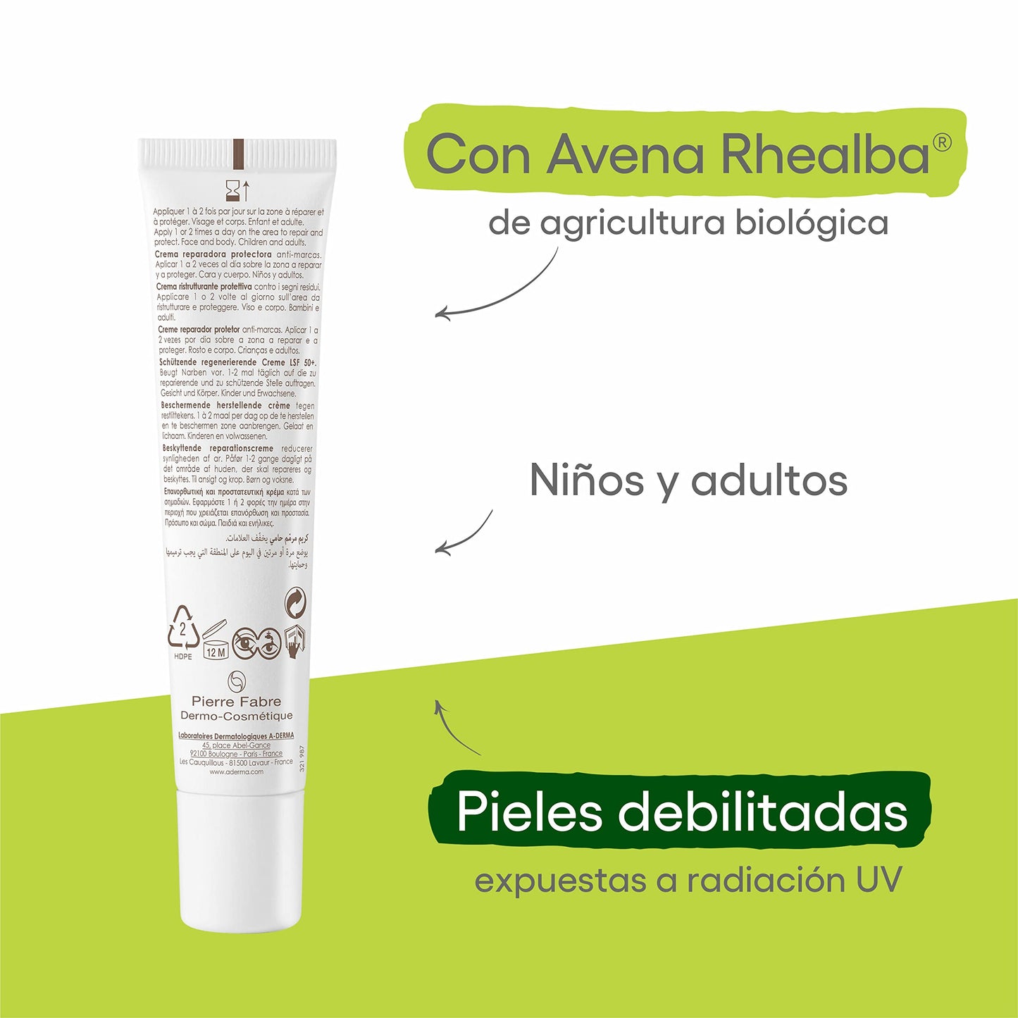 Crema Reparadora A-Derma Epitheliale A.H Ultra SPF50+ 40ml - Protección Solar y Regeneración de la Piel