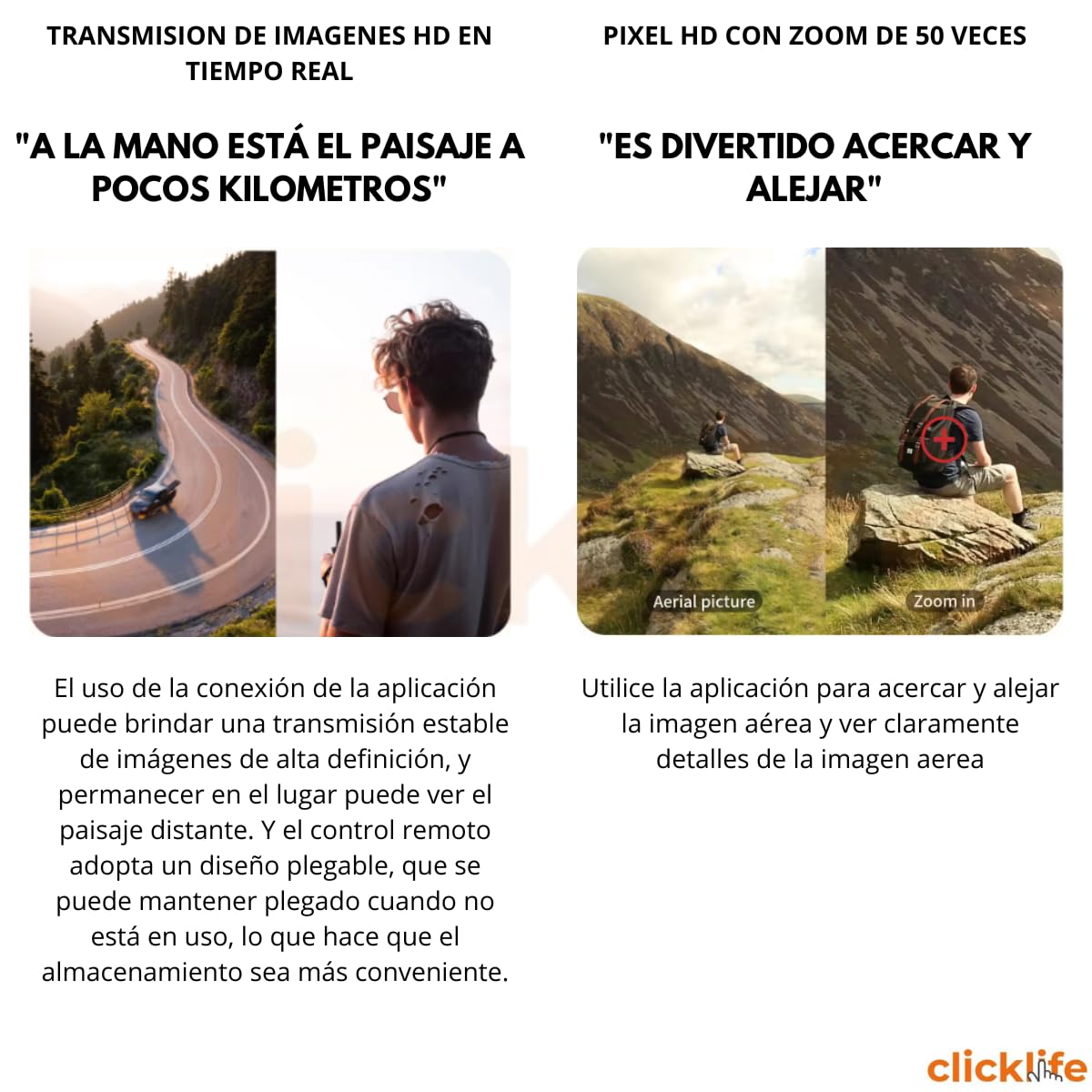 Clicklife - Drone 4k 2 Cámaras Wifi Gps Fpv Control Remoto Profesional