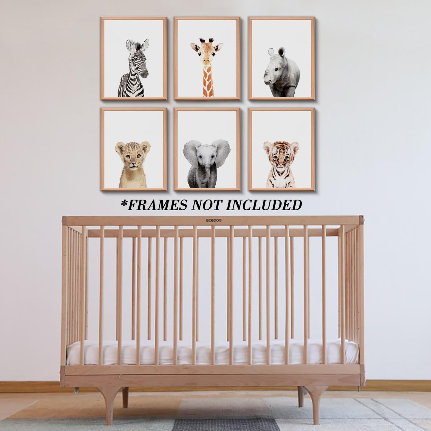 Decoración de pared para guardería de la selva, linda decoración de animales de safari para recámara de bebé (8 x 10 pulgadas, sin marco)
