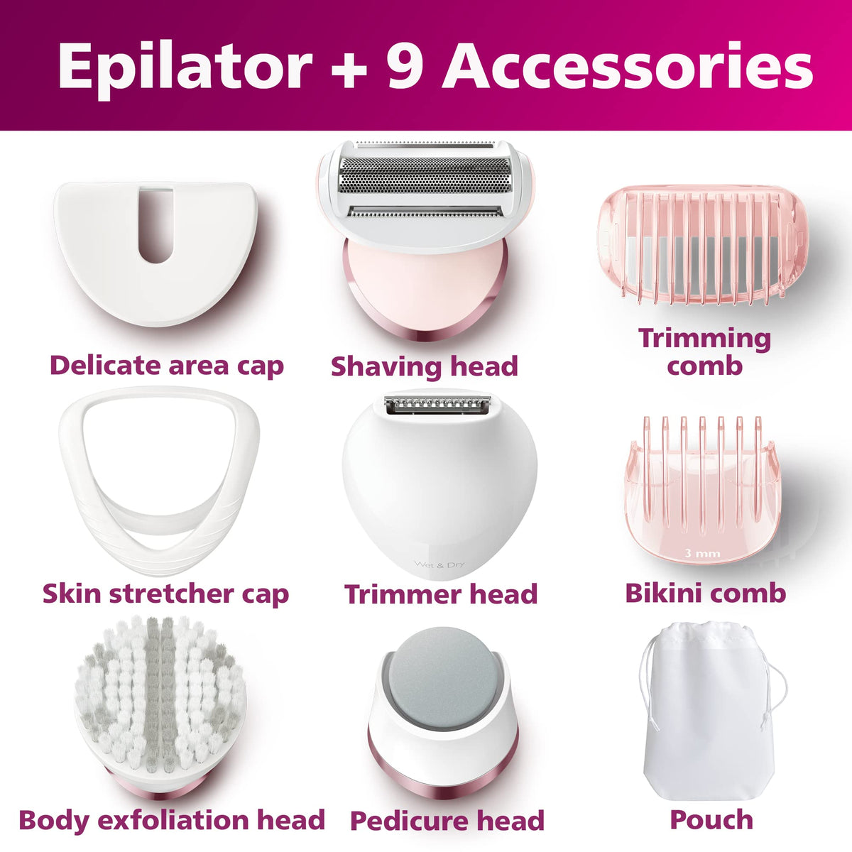 Philips Beauty Philips Epilator Series 8000 5 In 1 Shaver, Trimmer, Pedicure and Body Exfoliator With 9 Accessories, 1 count