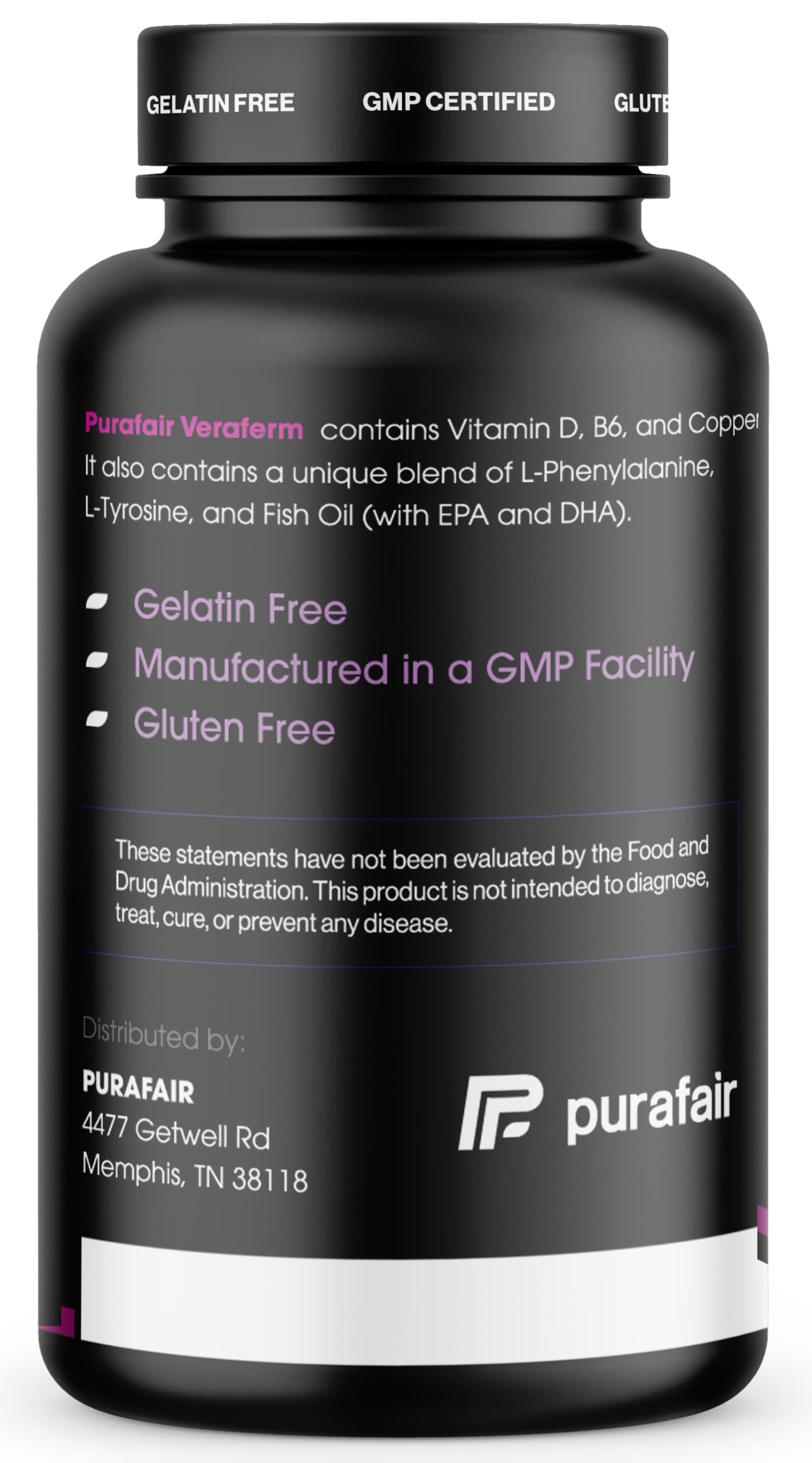 purafair Nomuk Veraferm for Vitiligo Treatment - Improve Skin Pigmentation by Getting Rid of White Spots on Skin - These Vitiligo Pills Include: Omega 3, Phenylalanine, Tyrosine, Copper, Vitamin D & B6-150 Capsules