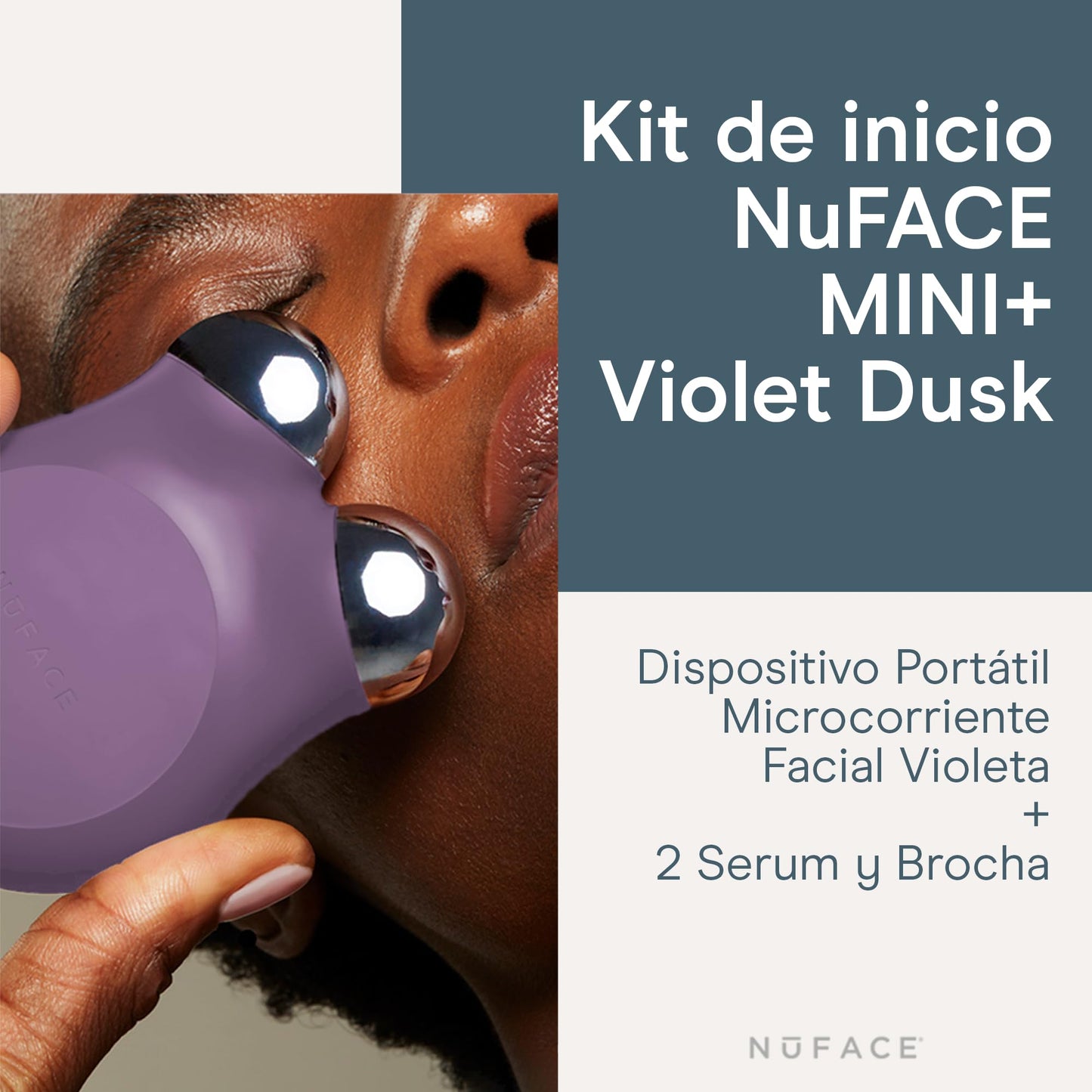 NUFACE | Skin Care Kit de Inicio MINI+ | Dispositivo Portátil Microcorriente Violeta + 2 Serum y Brocha | Gel Conductor Facial Hidratante Facial con Acido Hialuronico | Skincare Kit